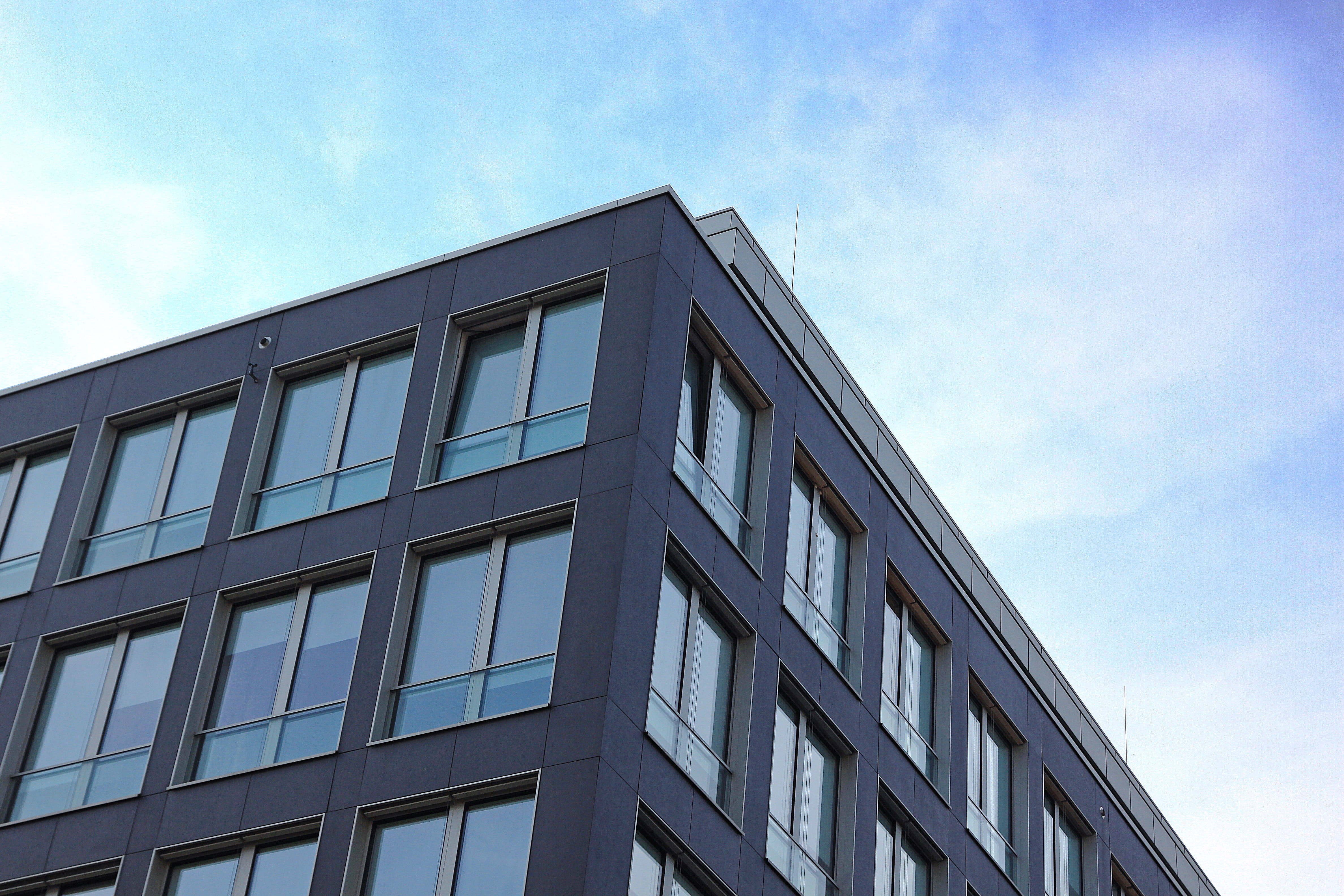 outdoors, architecture, structure, berlin, Building, building exterior, reflection, office building exterior, cloud - sky, sky, blue, facade, no people, HD Wallpaper