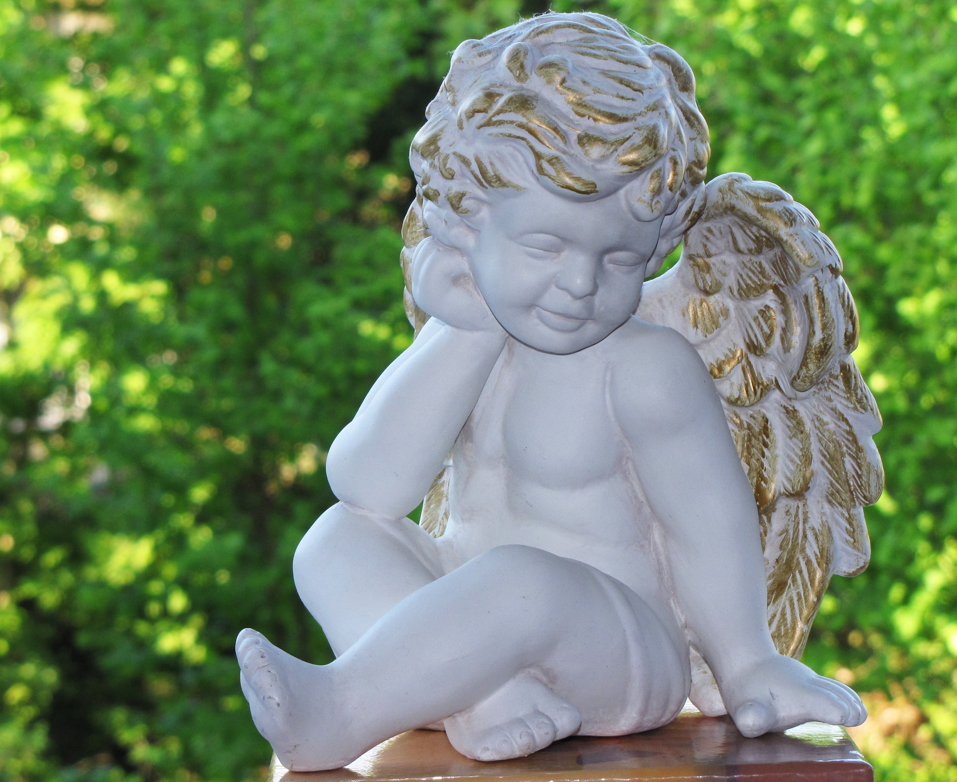 harmony, angel, female likeness, close-up, art, craft, baby, male likeness, child, spirituality, park, small, figurine, 2K, park - Man Made Space, creativity, HD Wallpaper
