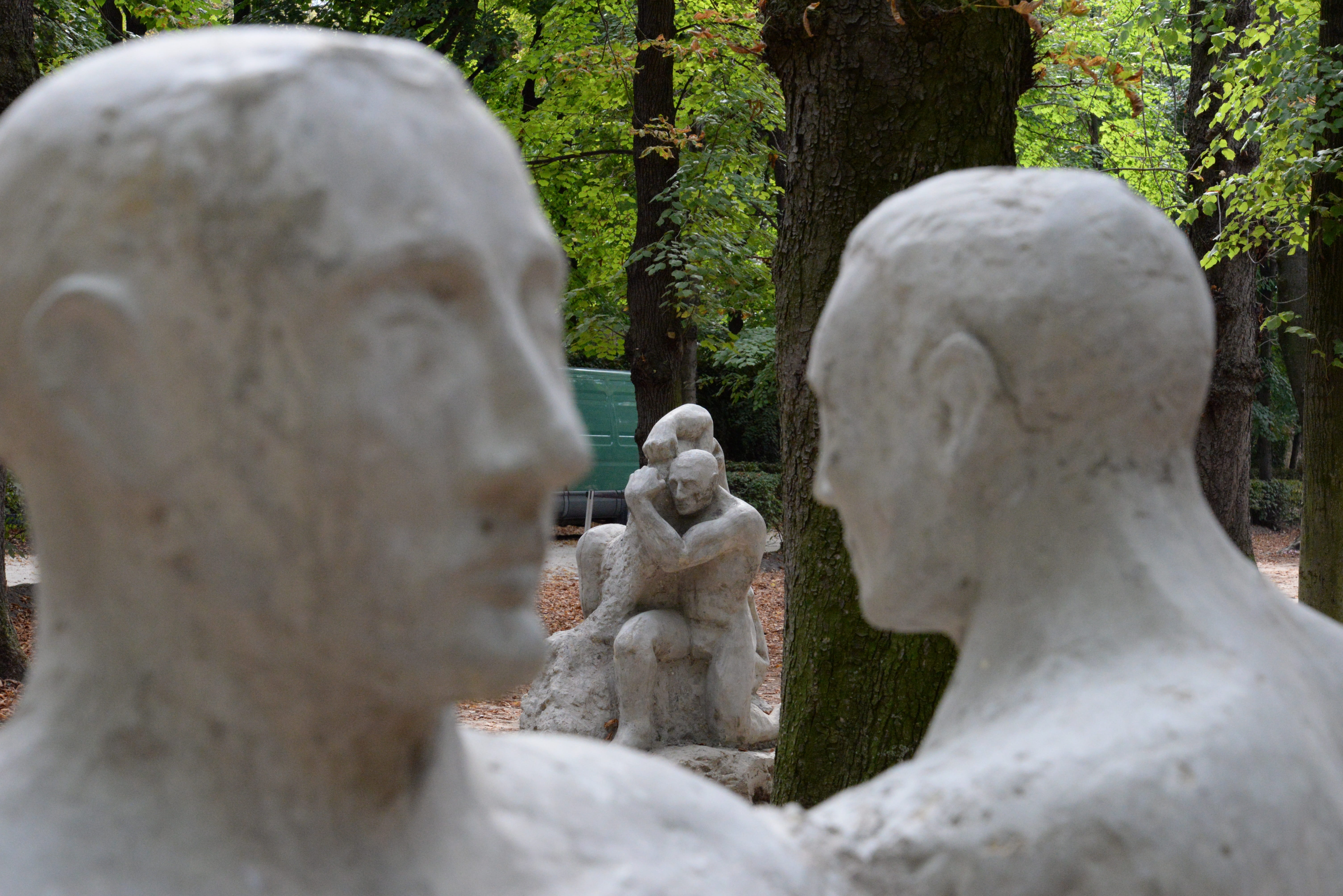 representation, male likeness, art and craft, belief, creativity, rodin, spirituality, 5K, paris, stone material, grave, day, tree, sculpture, human representation, HD Wallpaper