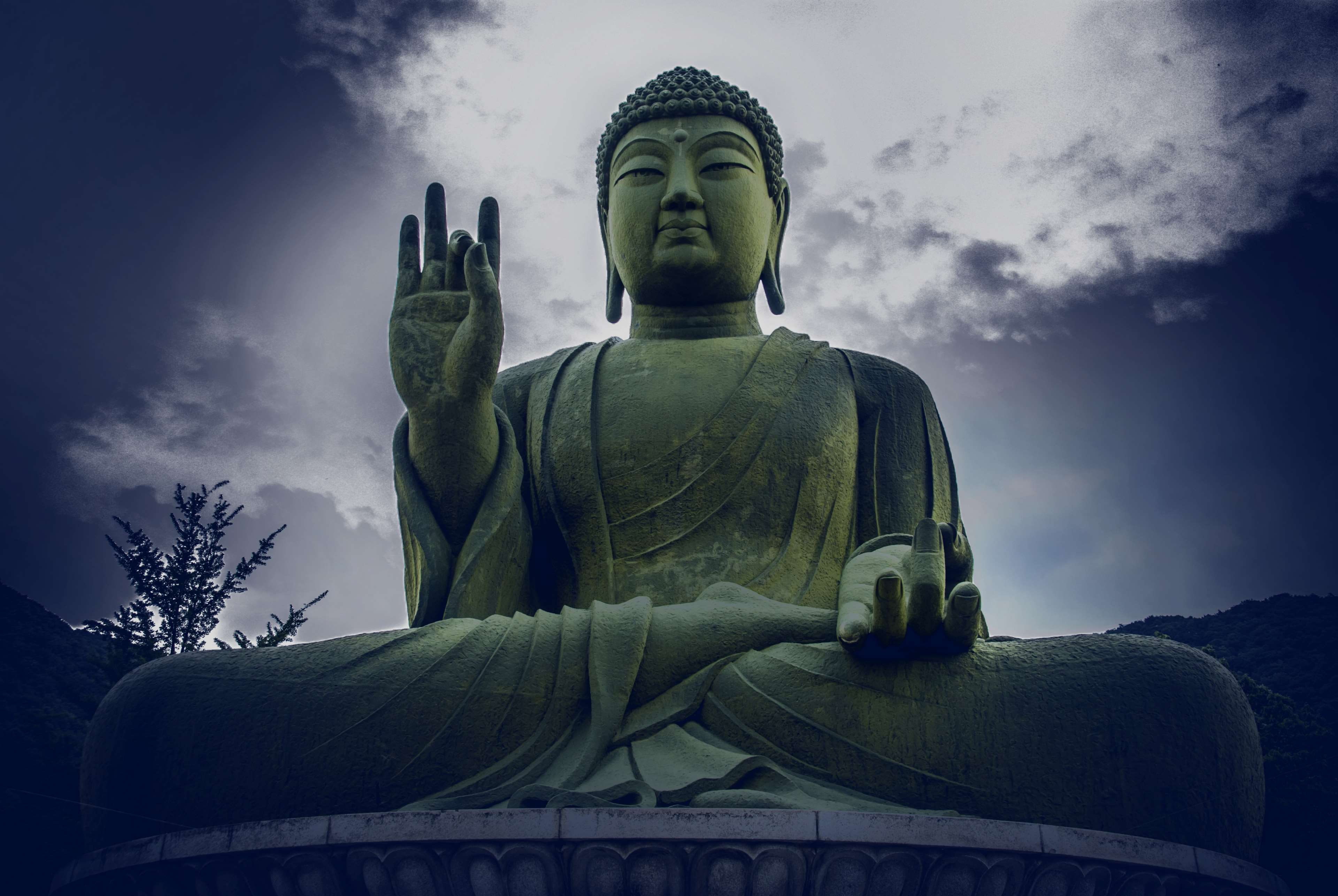 amitabha buddha, nature, representation, spirituality, human representation, architecture, art and craft, idol, male likeness, sky, chungnam, sculpture, HD Wallpaper