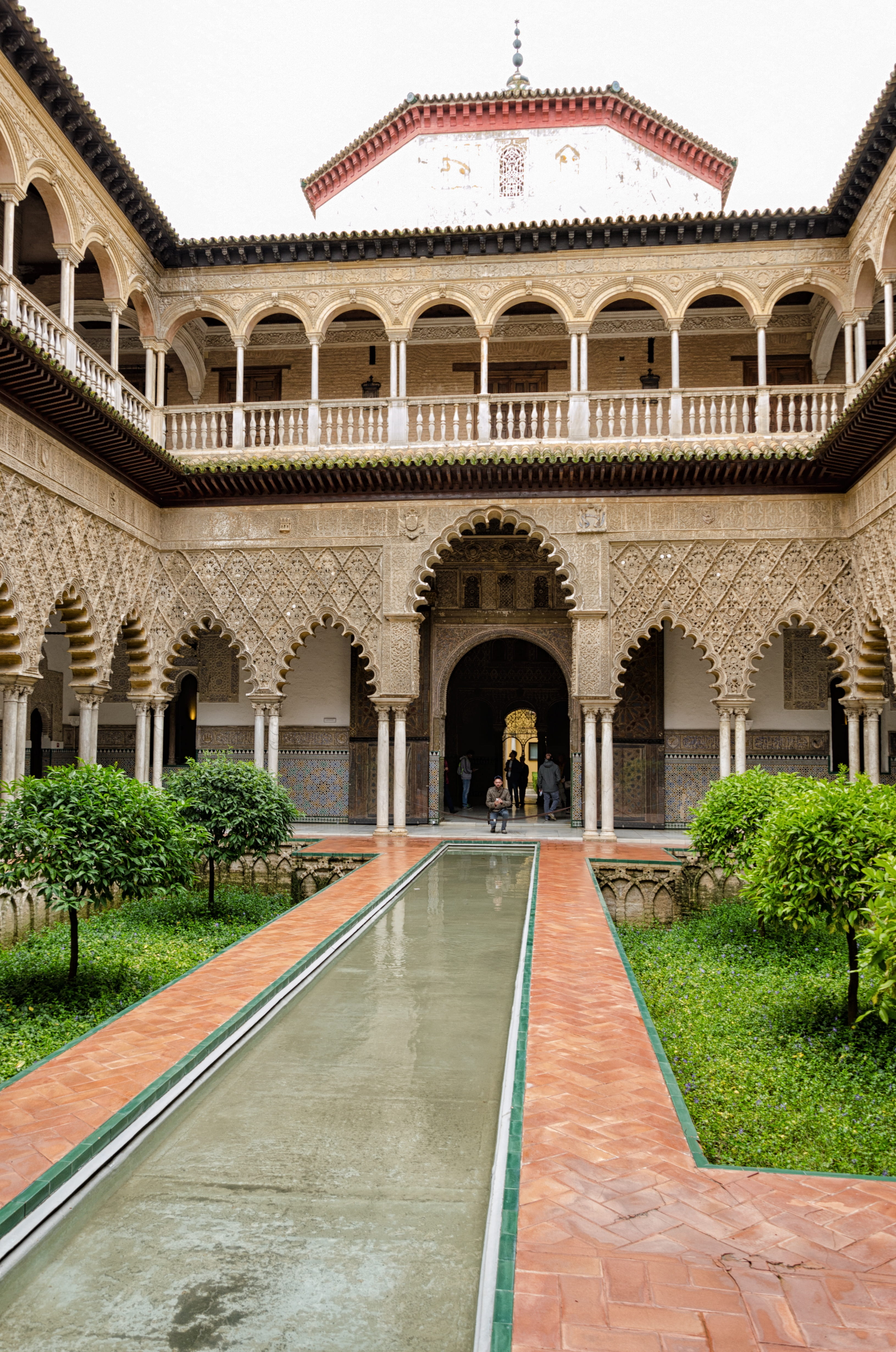 spain, andalusia, day, historically, building, culture, architectural column, travel, built structure, antiquity, courtyard, building exterior, water, seville, Phone HD Wallpaper