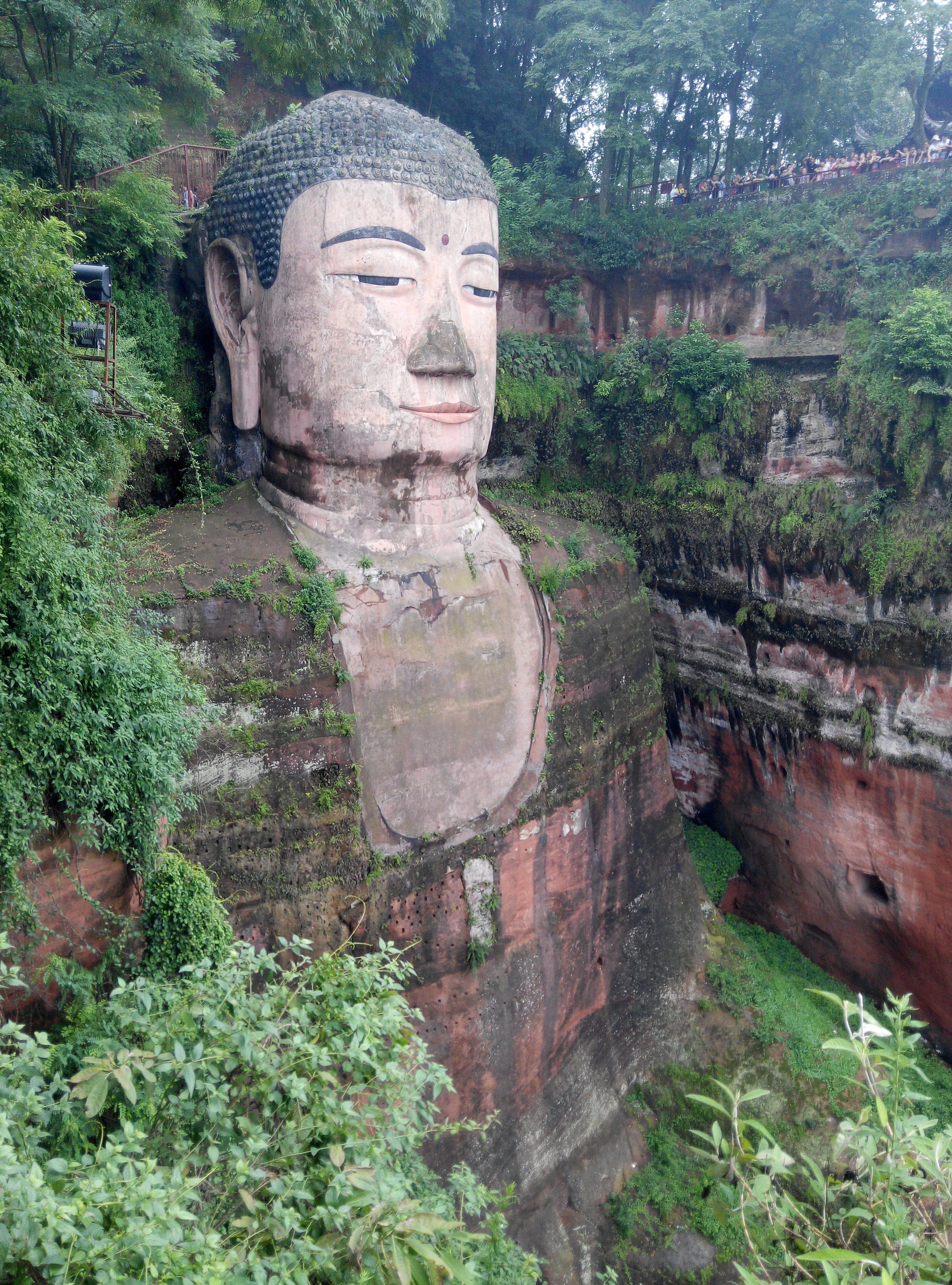 leshan battle road, idol, travel destinations, big buddha, the past, human representation, religion, belief, 4K, statue, architecture, outdoors, ancient civilization, Phone HD Wallpaper