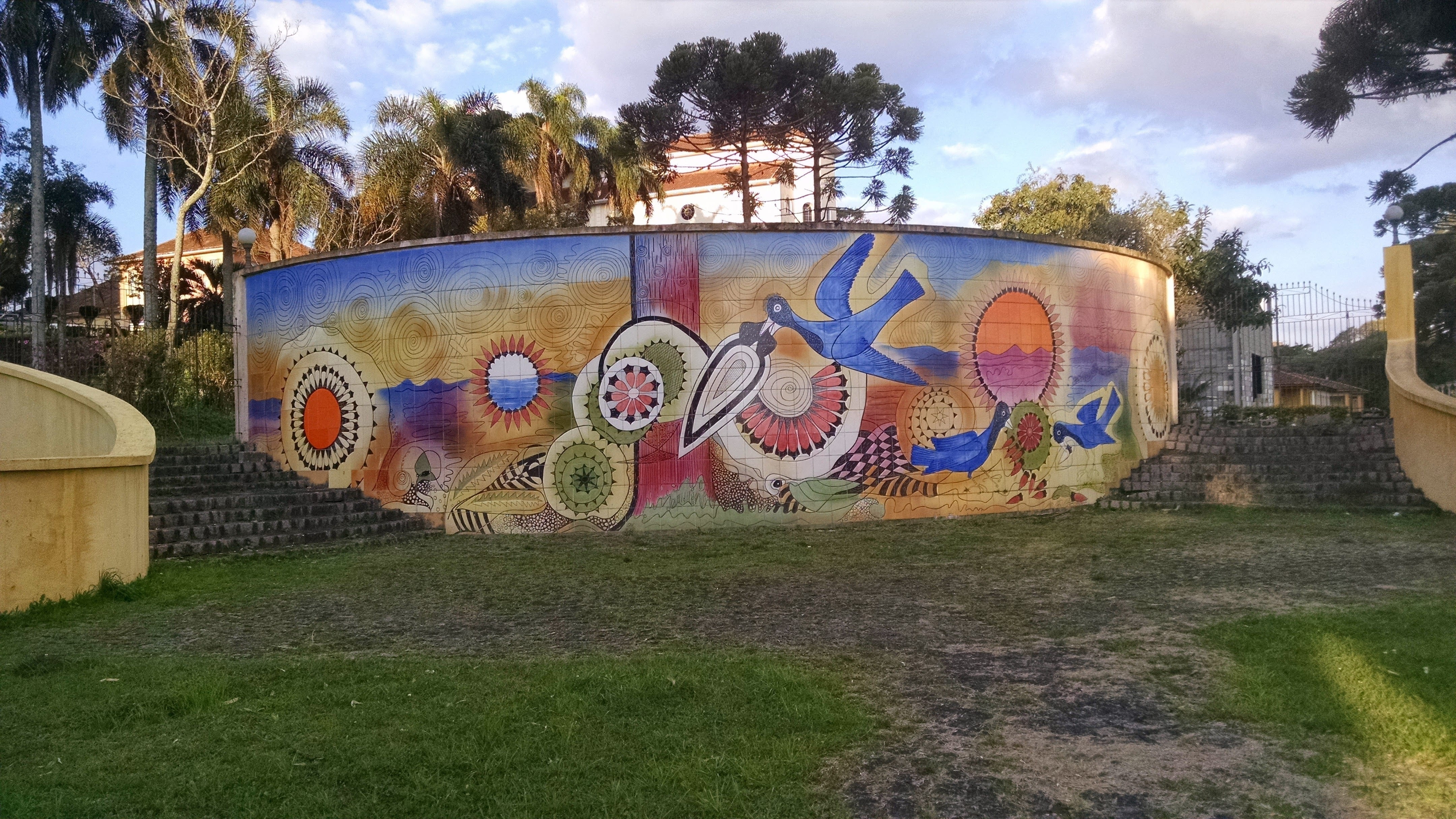 architecture, mural, human representation, plant, brazil, art and craft, building, grass, sky, day, multi colored, nature, built structure, ar, 4K, curitiba, HD Wallpaper
