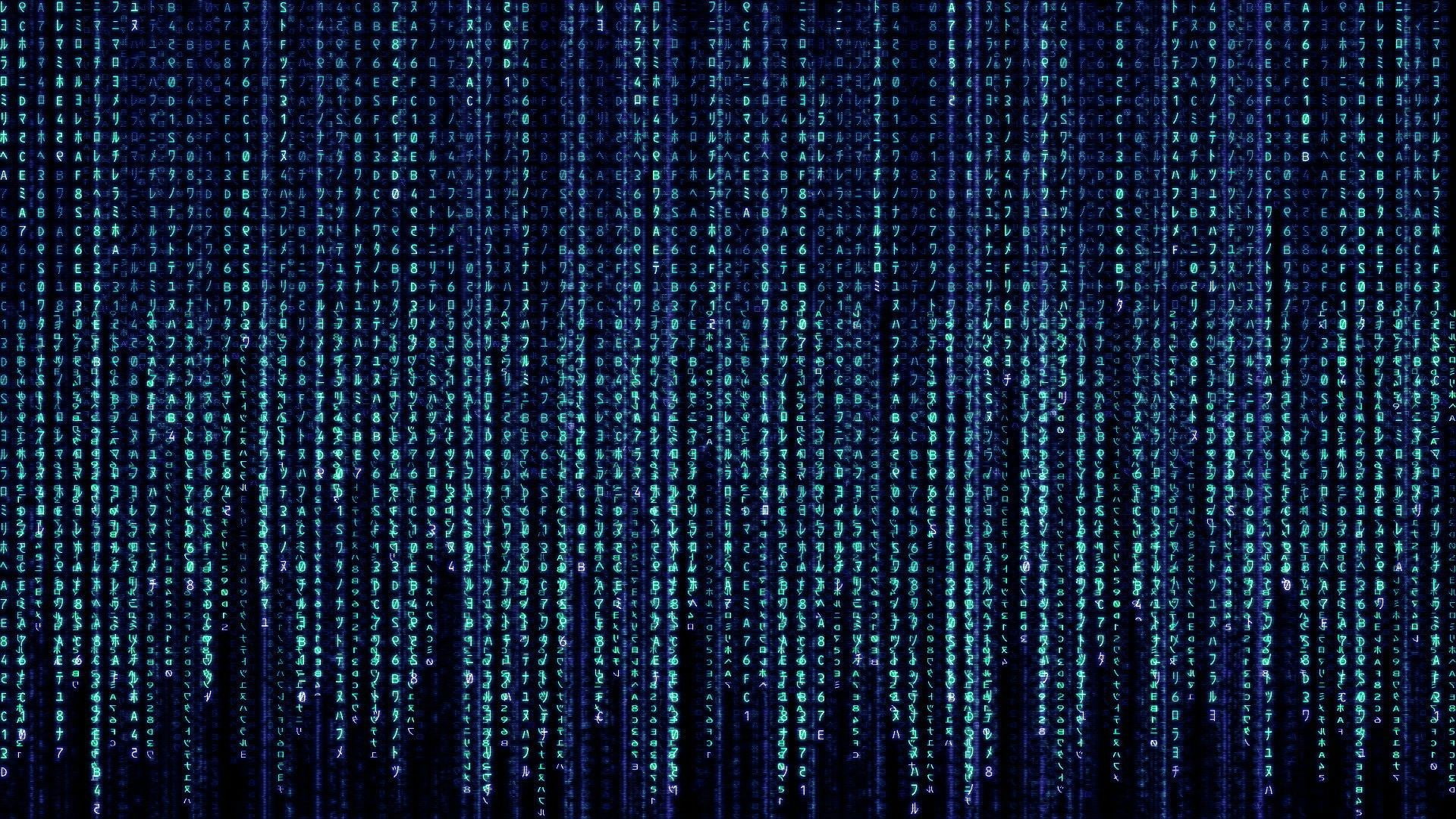The Matrix, kanji, blue, 1080P, HD Wallpaper