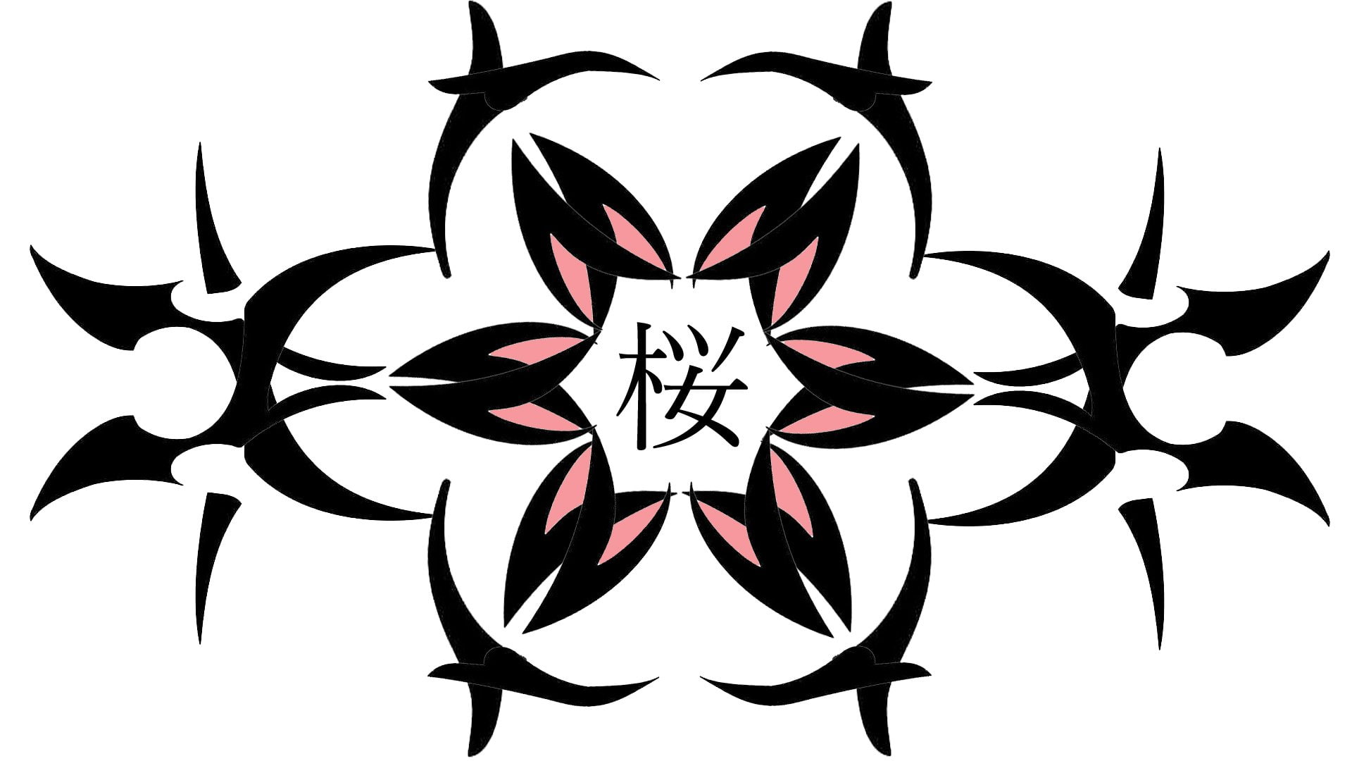 1080P, Kanji, Sakura, Artistic, Abstract, HD Wallpaper
