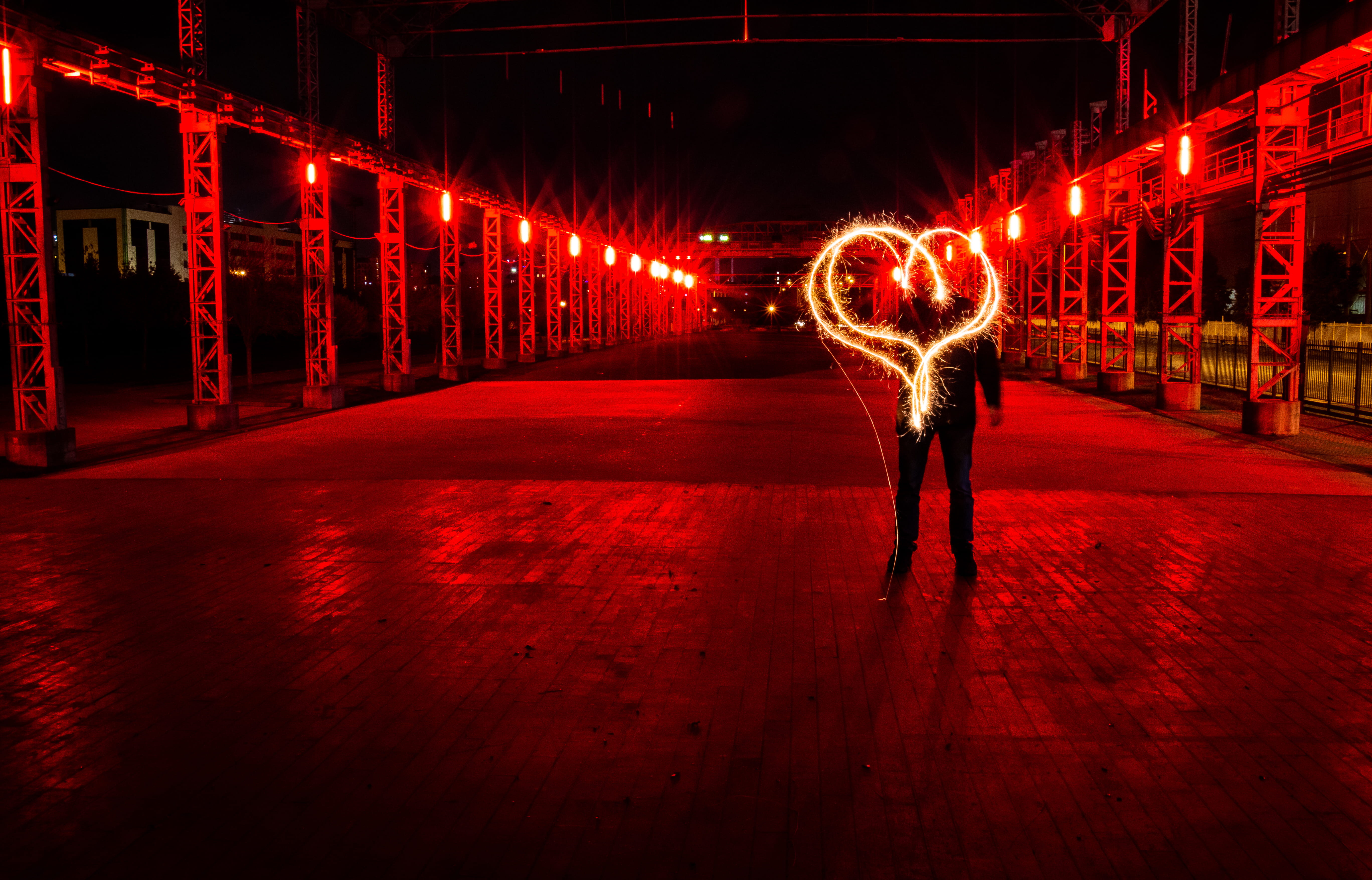 motion, industrial, long exposure, sign, performance, arts culture and entertainment, one person, behind, standing, adult, front view, nightlife, lightpainting, HD Wallpaper