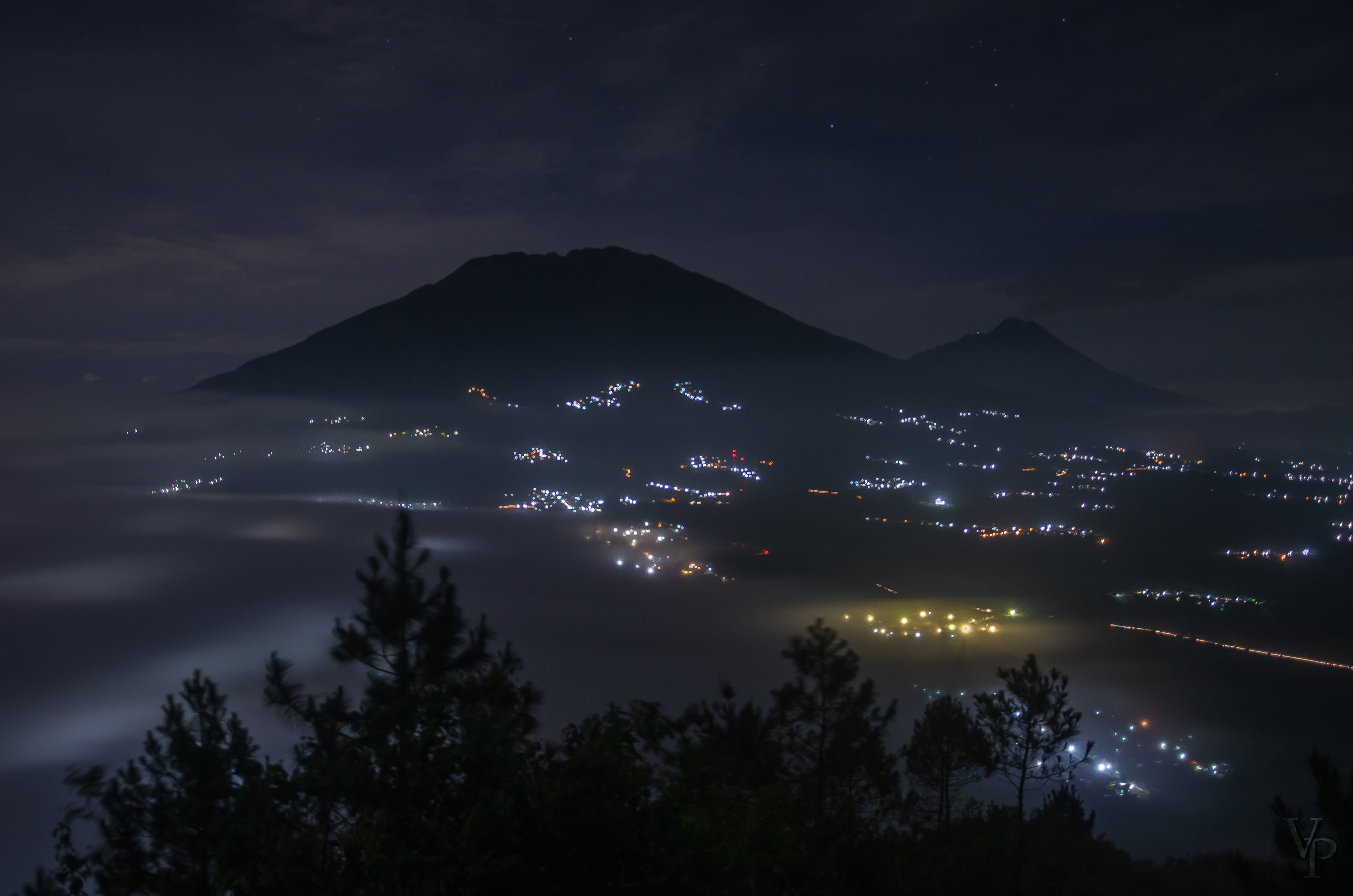 photography, tree, tranquility, city, building exterior, nature, lightning, outdoors, plant, built structure, fog, misty, illuminated, indonesia, long exposure, HD Wallpaper