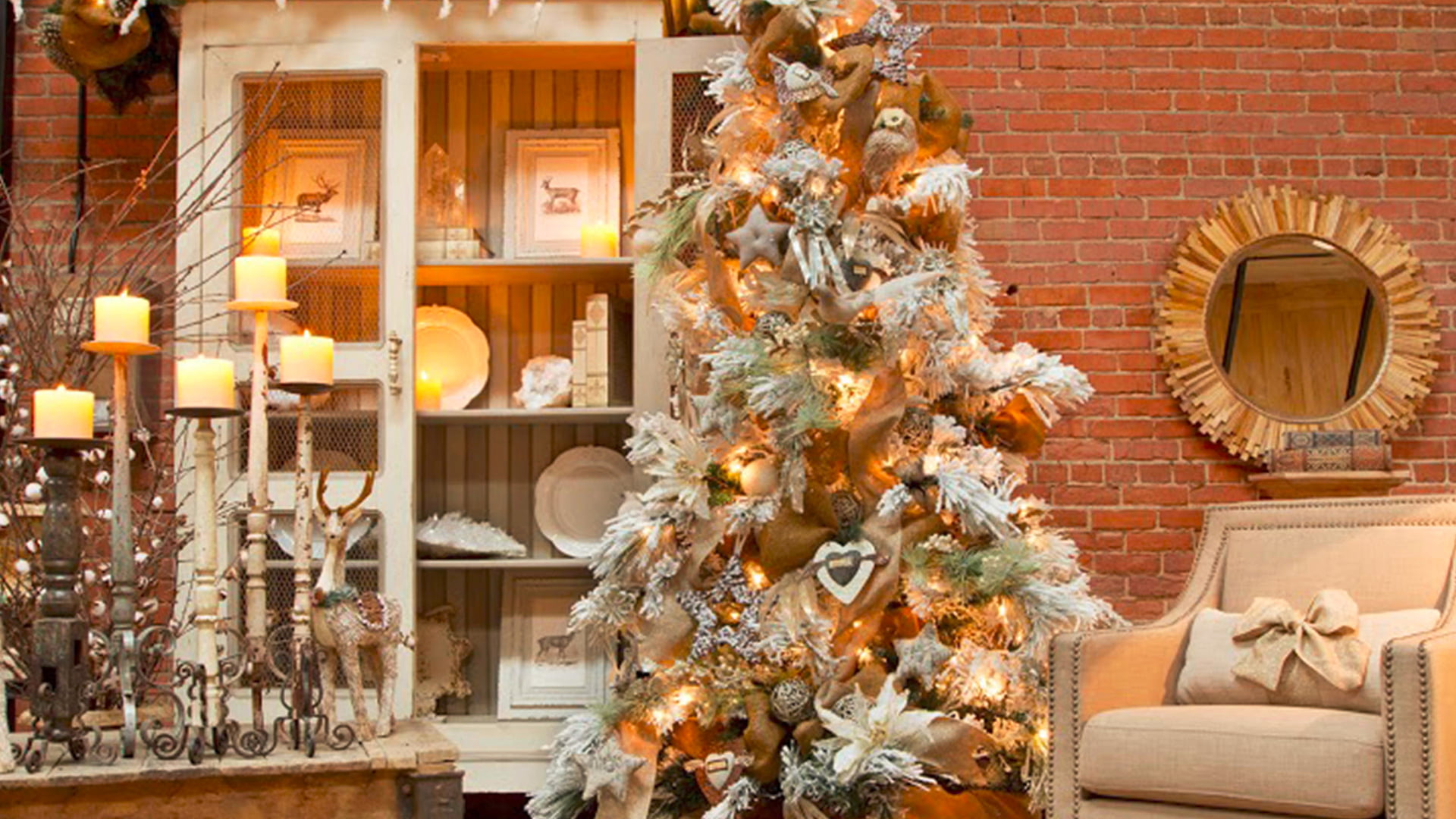confectionery, celebration, 1080P, brick, lighting equipment, holiday, built structure, wall, christmas tree, plant, place of business, building exterior, HD Wallpaper