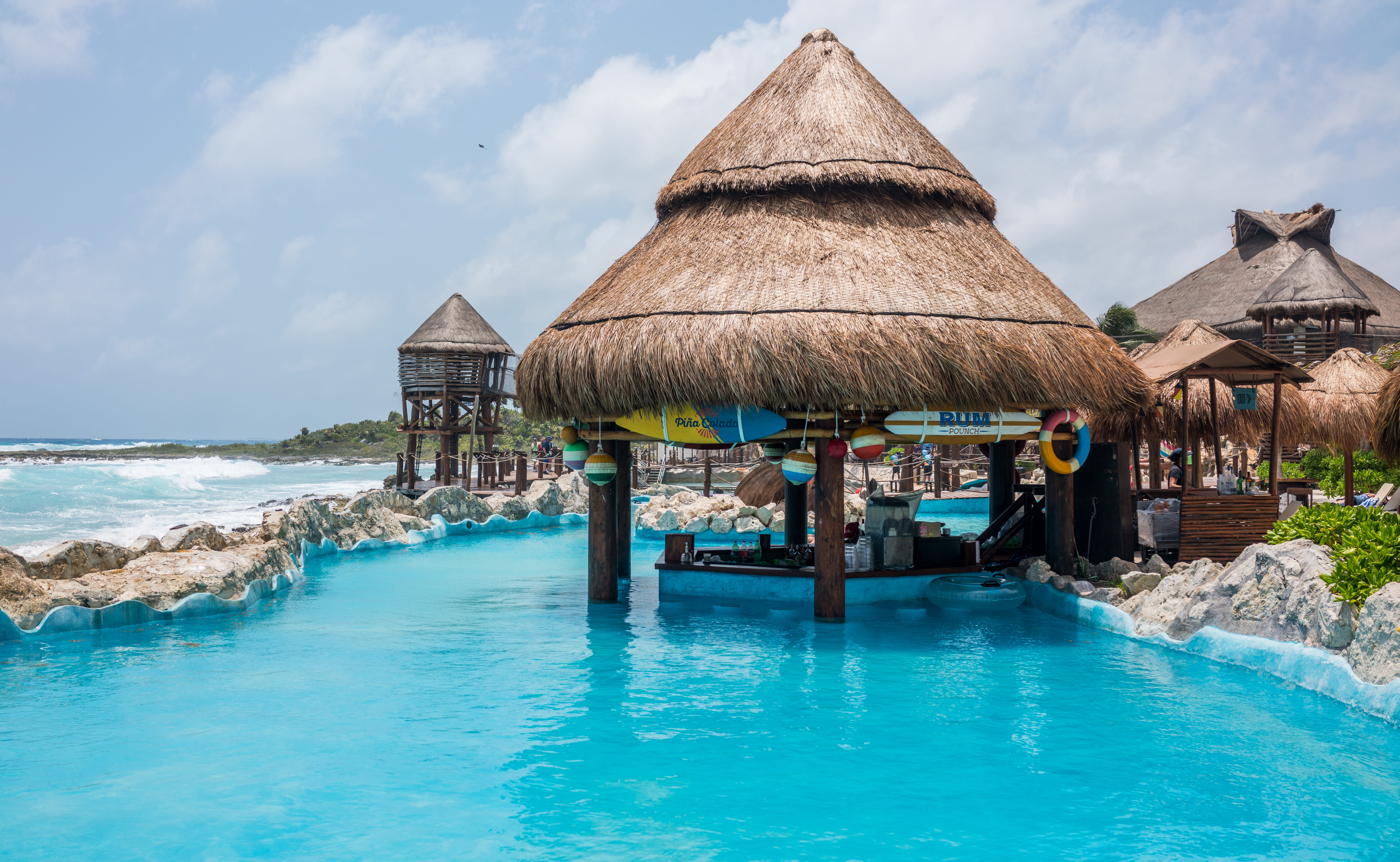 hut, sea, relaxation, beauty in nature, no people, nature, waterfront, blue, water, costa maya, building exterior, outdoors, travel destinations, caribbean, HD Wallpaper