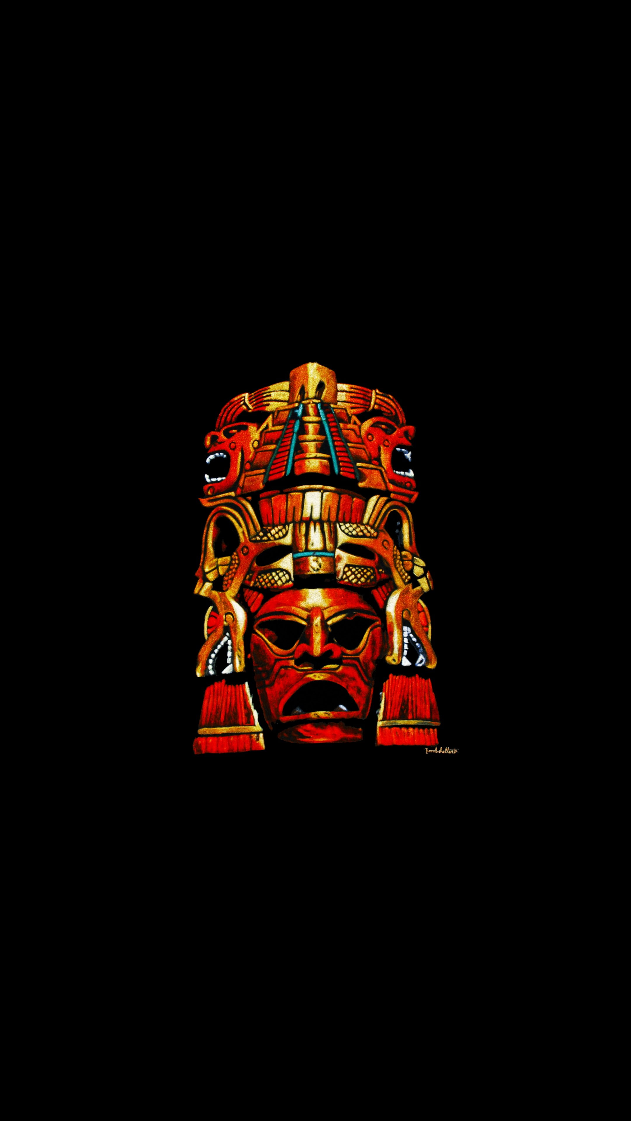 black background, Tiki, 4K, minimalism, Portrait Display, Phone HD Wallpaper