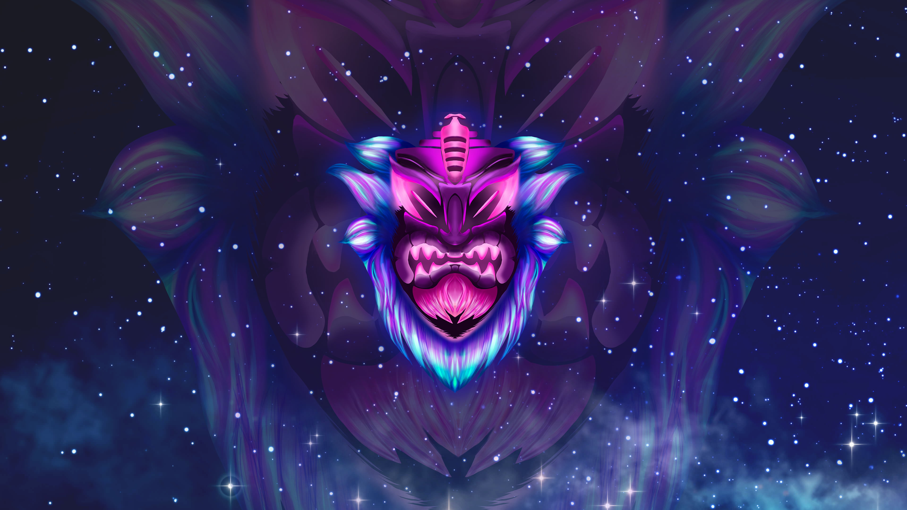 stars, 4K, glowing, Tiki, space, star field, HD Wallpaper