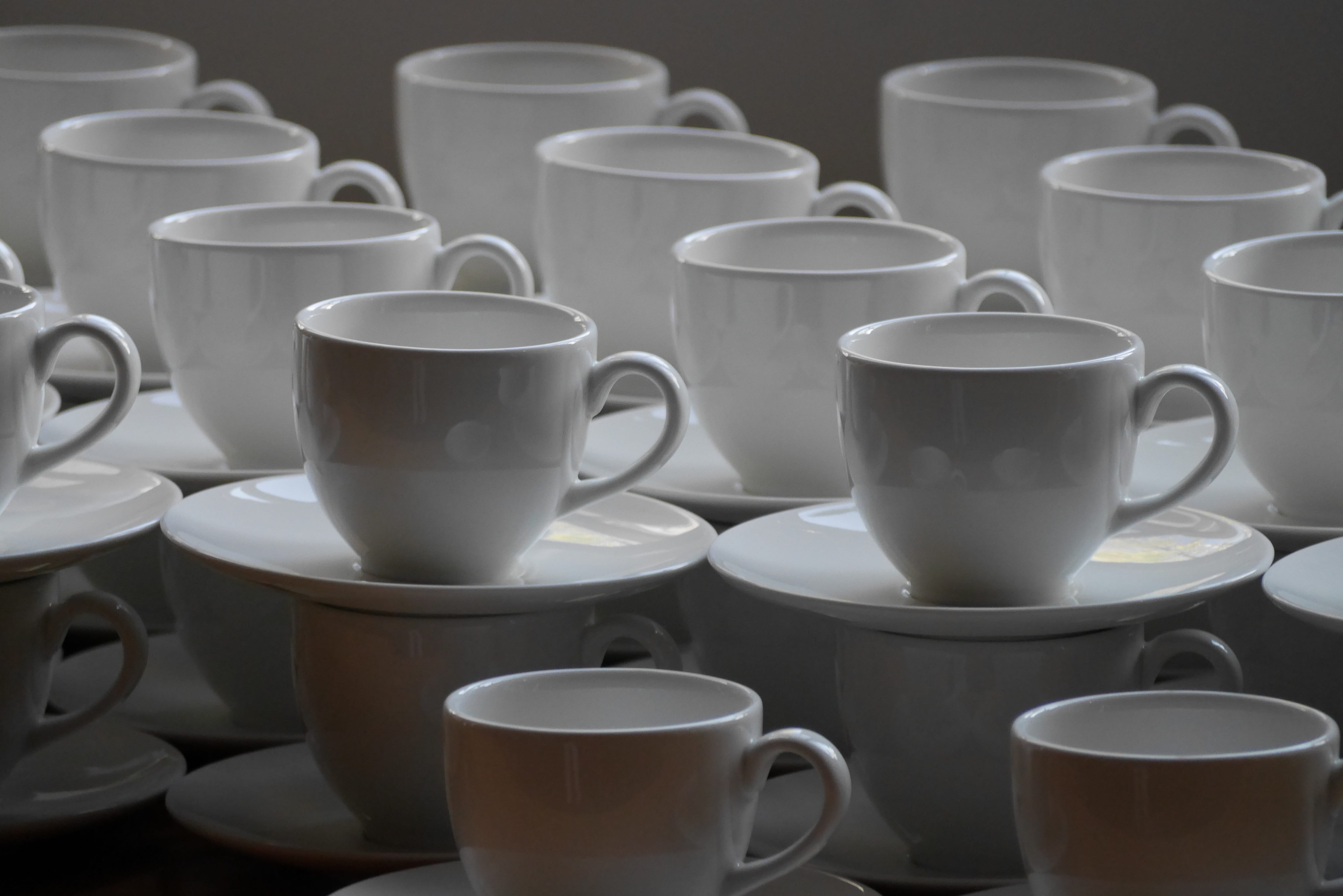 still life, coffee, arrangement, stack, lot, indoors, coffee shop, crockery, drink, cups, porcelain, saucer, table, food and drink, no people, cup, refreshment, HD Wallpaper
