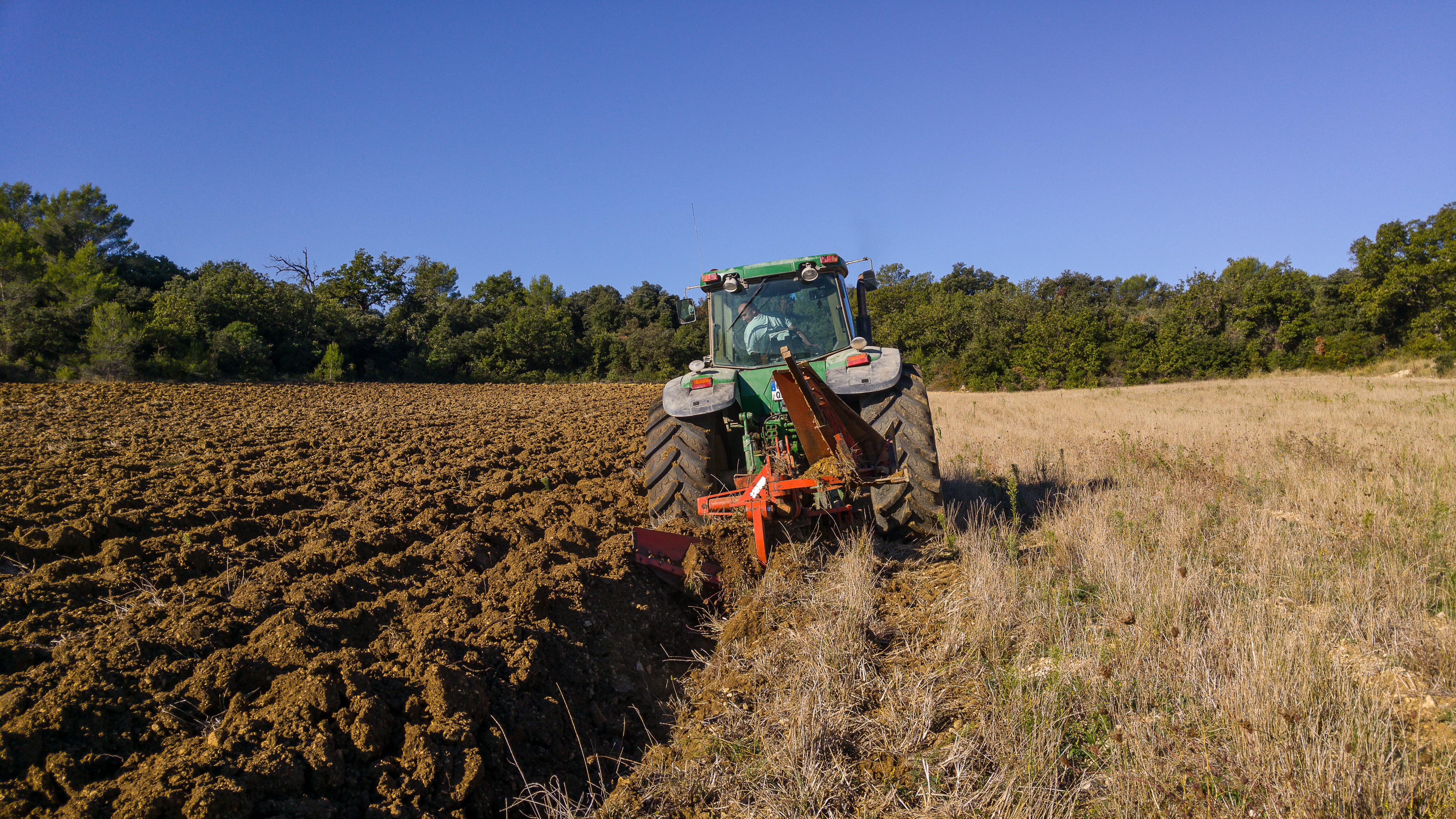 field, farm, mode of transportation, landscape, agricultural equipment, adult, agricultural machinery, land, rural scene, outdoors, crop, land vehicle, HD Wallpaper