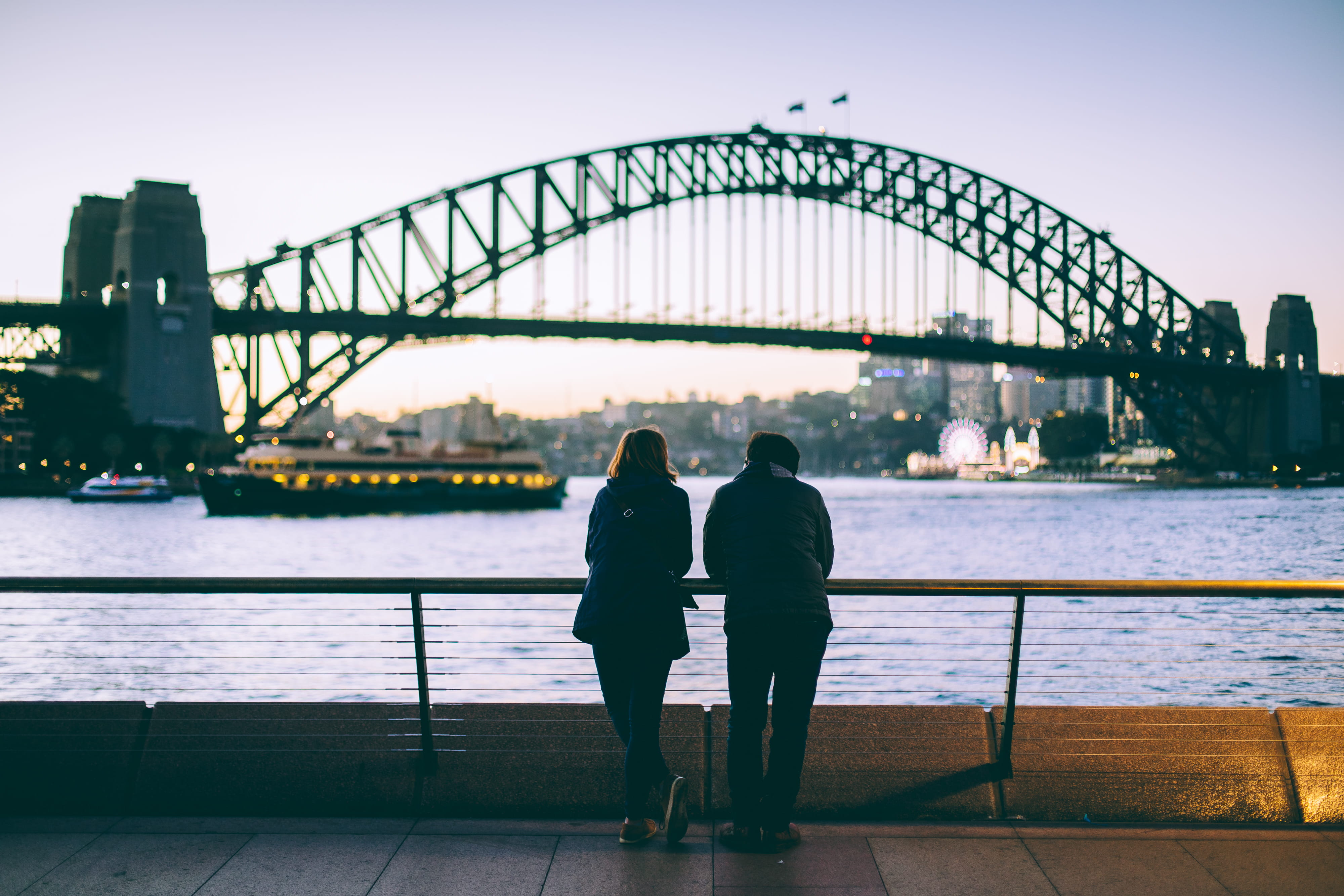 bridge, adult, 4K, connection, harbour, river, human, architecture, bokeh, beside, lifestyles, transportation, outdoors, man, togetherness, watch, building, HD Wallpaper