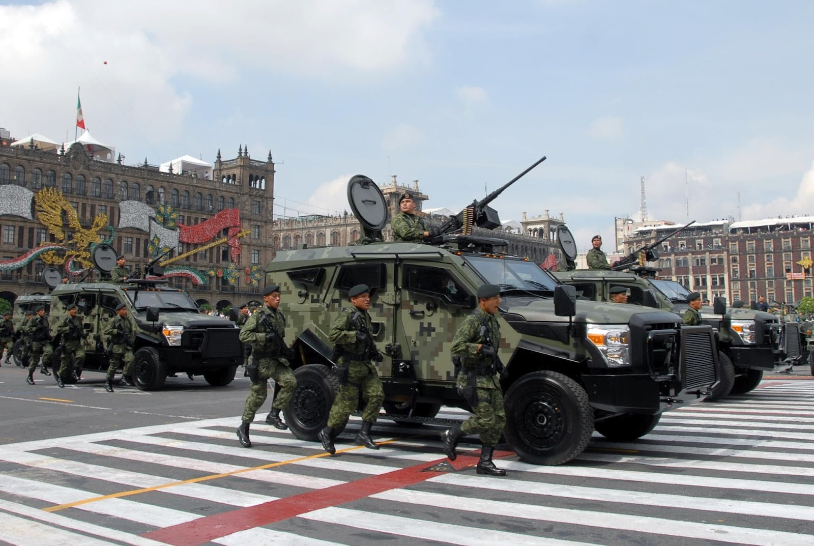 Mexico, mode of transportation, incidental people, transportation, day, built structure, road, outdoors, nature, military, flag, Ejercito Mexicano, armed forces, HD Wallpaper