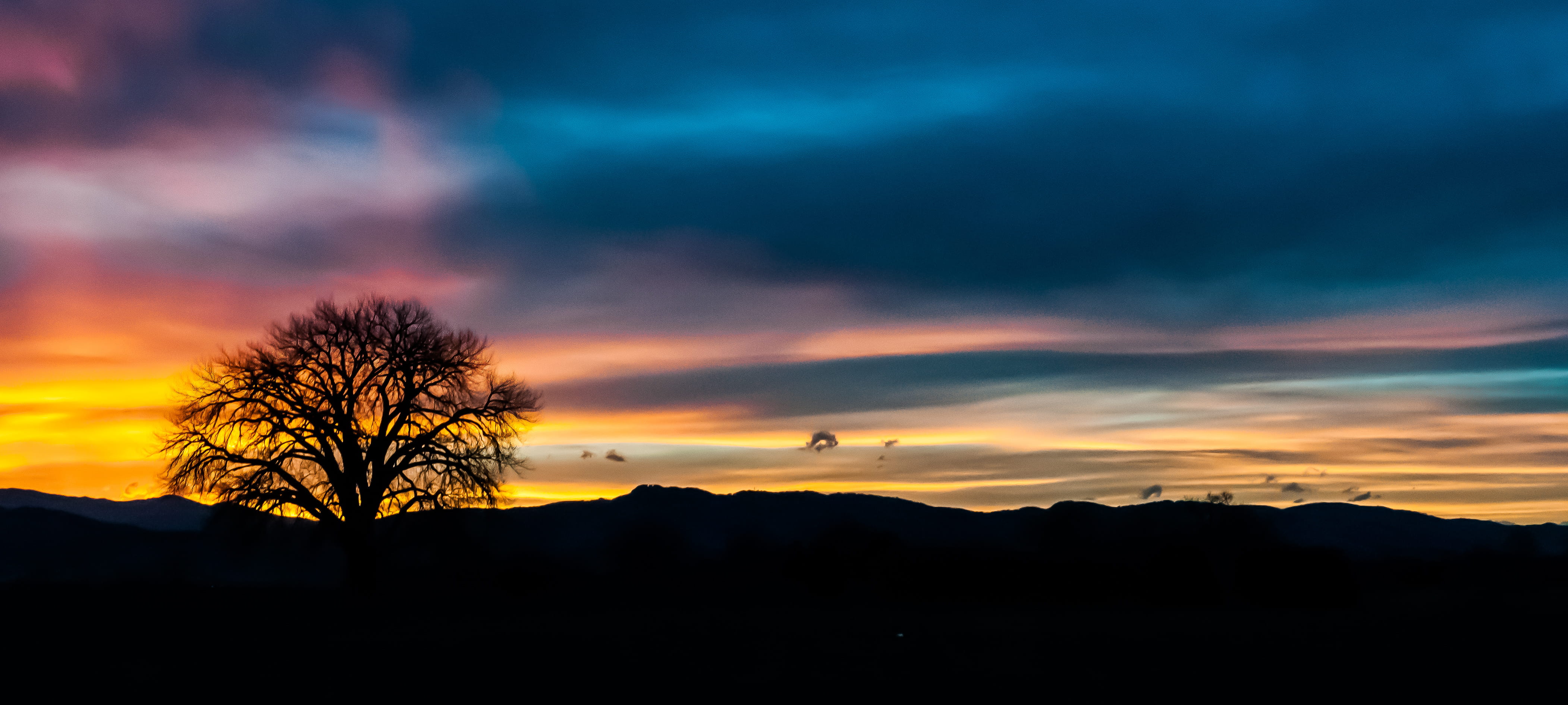 landscape, idyllic, mountains, 4K, sky, fort collins, silhouette, tree, no people, mountain, nature, clouds, environment, tranquility, united states, sunset, HD Wallpaper
