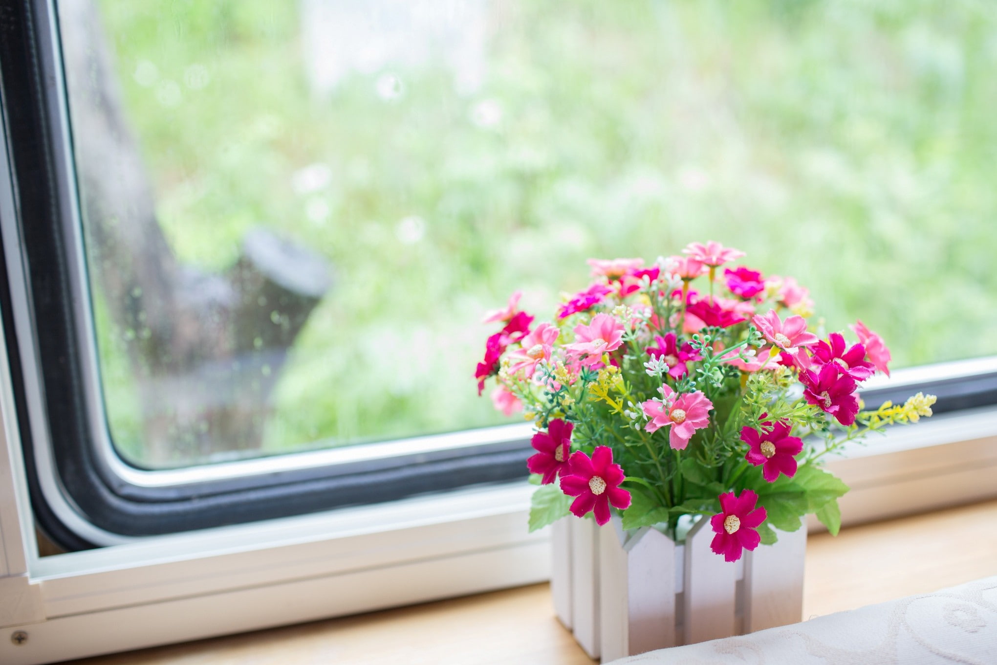 flowers, pink, 1080P, window, window sill, Pot, HD Wallpaper