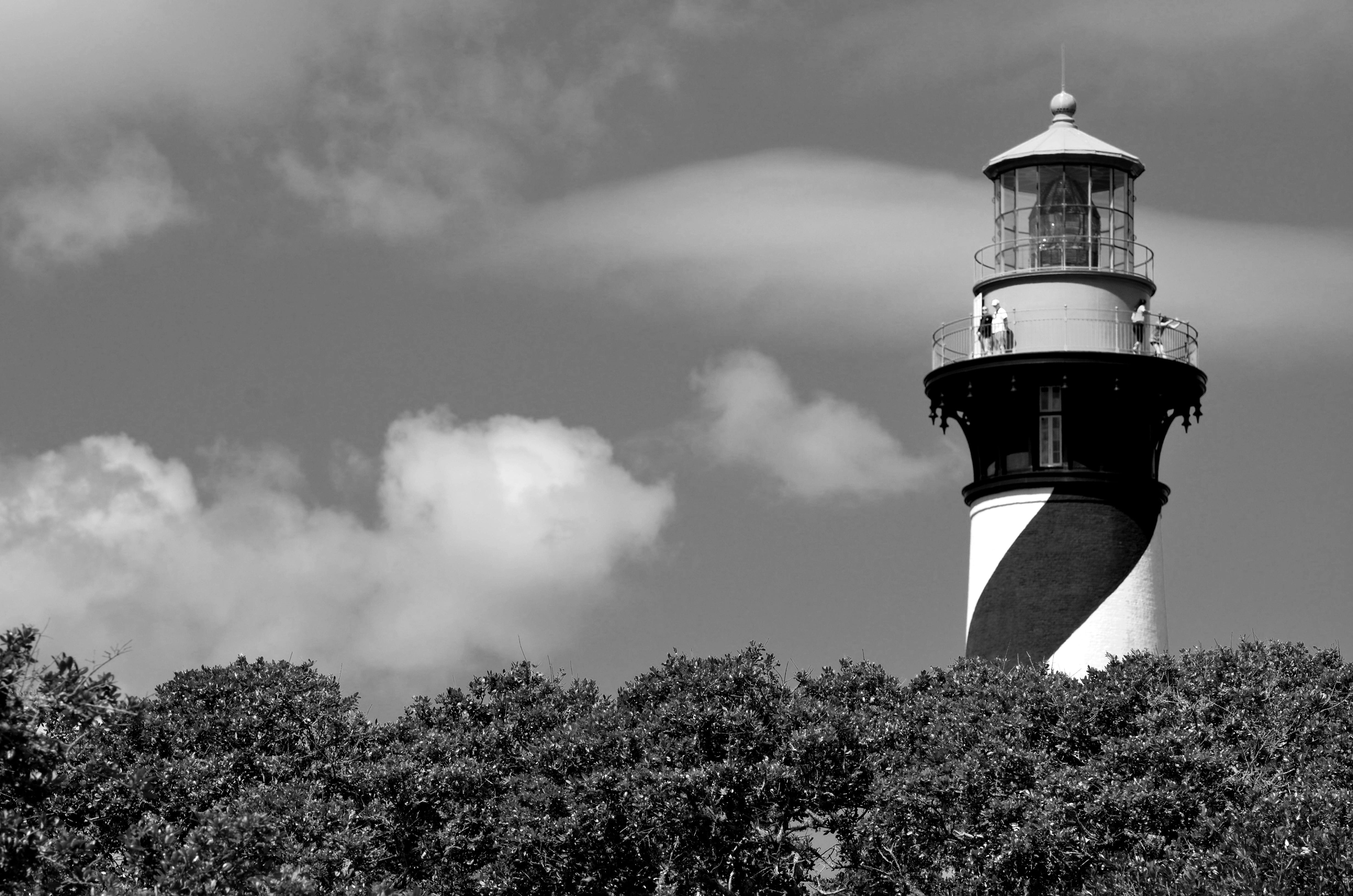 warning, travel, growth, no people, monument, lighthouse, augustine, building, architecture, florida, tower, famous, landmark, cloud - sky, st, nautical, HD Wallpaper