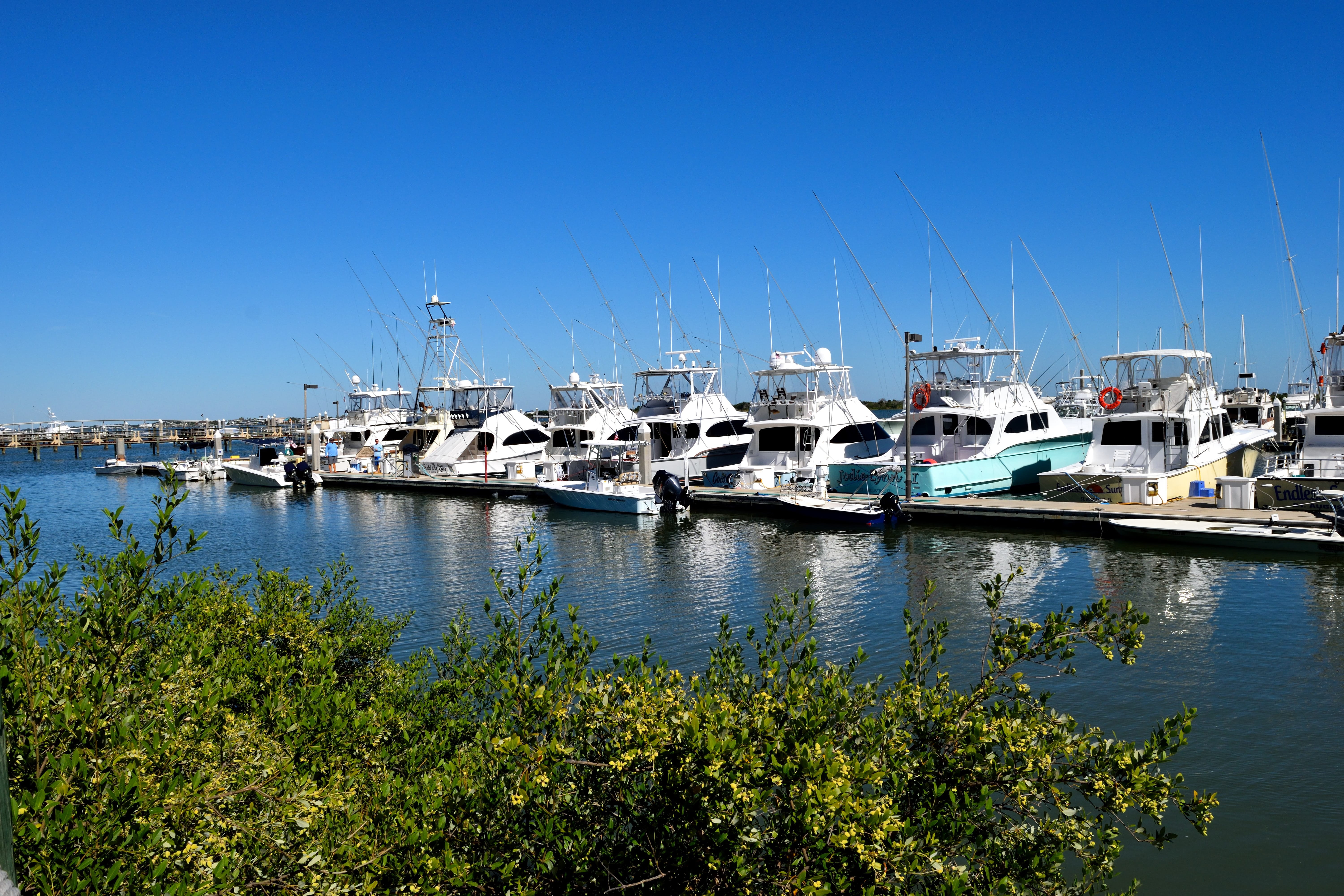 transportation, maritime, nautical vessel, harbor, marine, fishing, copy space, yacht, st, sailboat, augustine, boat marina, blue, marina, pole, mooring, HD Wallpaper