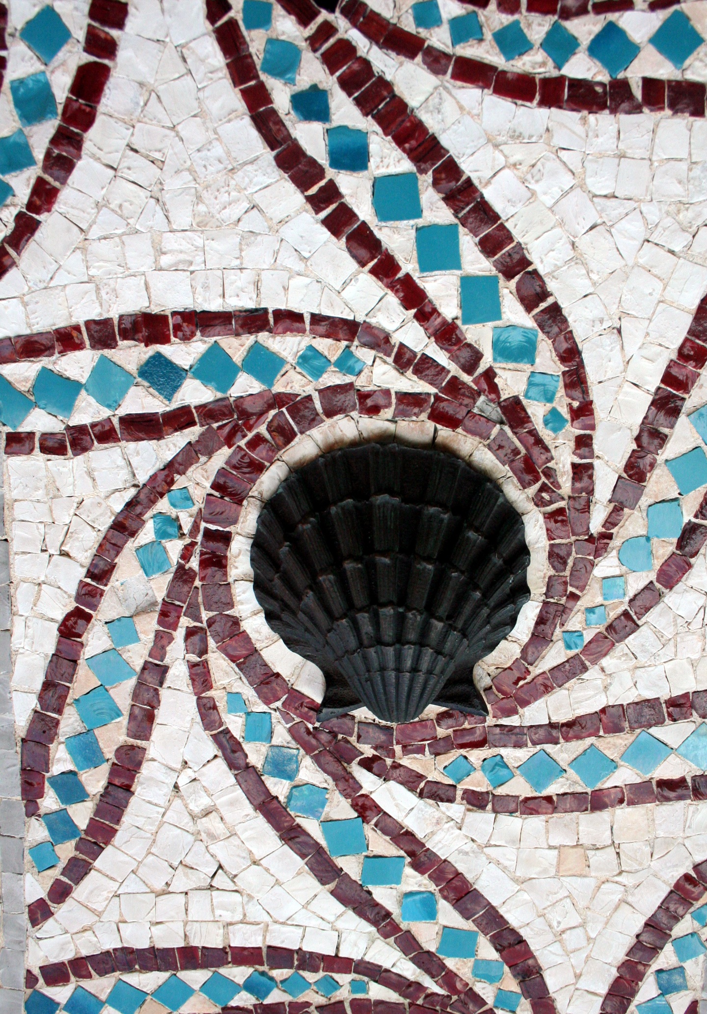 sea shell, blue diamonds, 1080P, design, roof, building exterior, shape, building, historic, mosaic, white, mural, no people, tile, mosaic tile, st augustine, Phone HD Wallpaper
