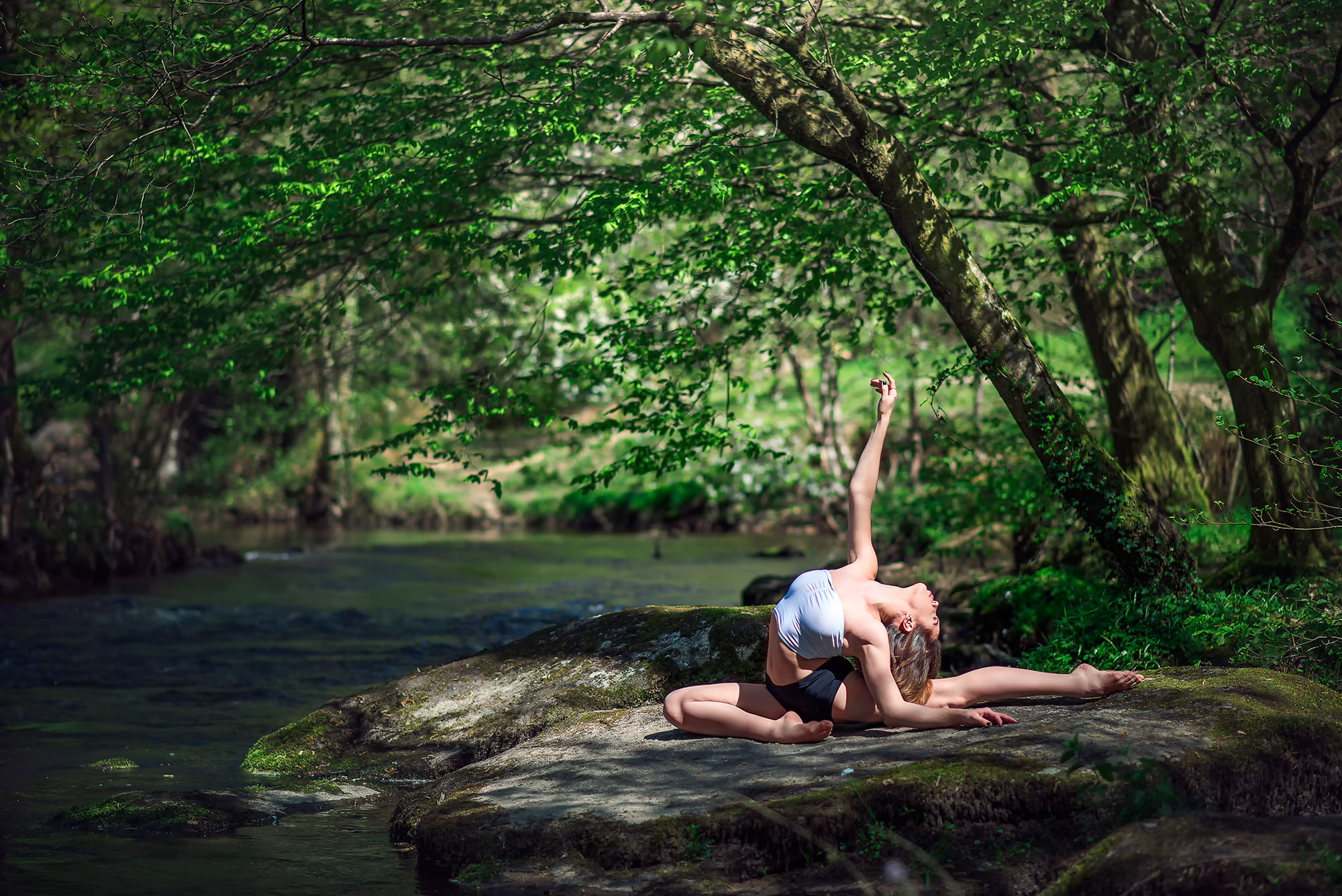Marie-Lou Lagrange, 1080P, gymnast, nature, river, grace.stone, HD Wallpaper