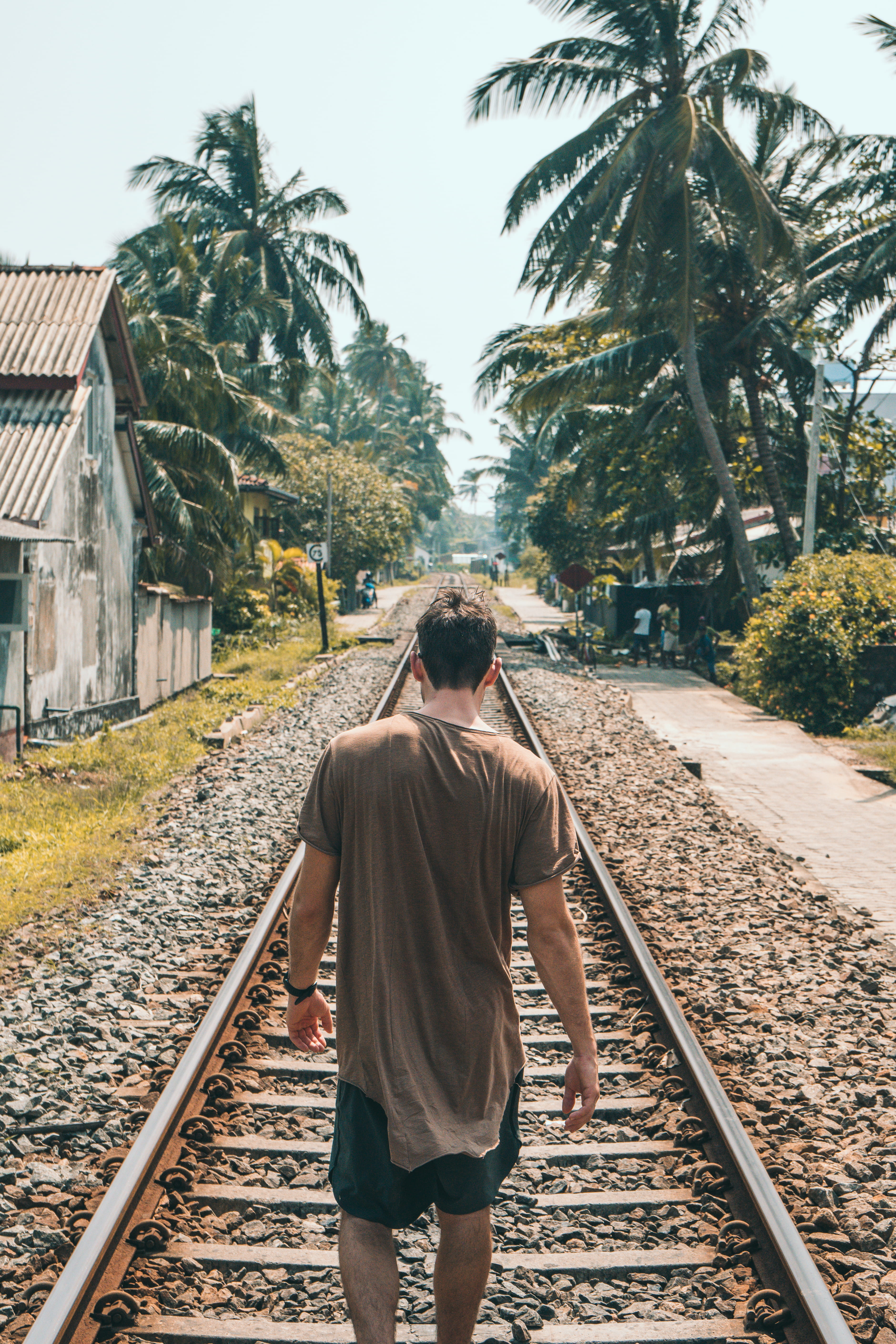 outdoors, men, diminishing perspective, tropical, caucasian, real people, one person, sri lanka, tropic, 5K, young, transportation, day, plant, journey, Phone HD Wallpaper