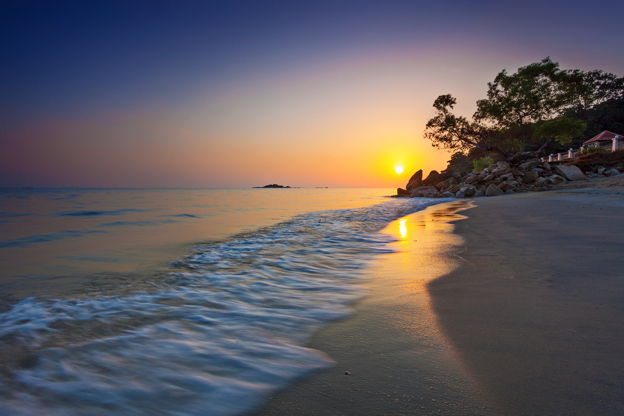 1080P, Malaysia, coast, The Strait of Malacca, sunset, Penang, Cape Excited, HD Wallpaper