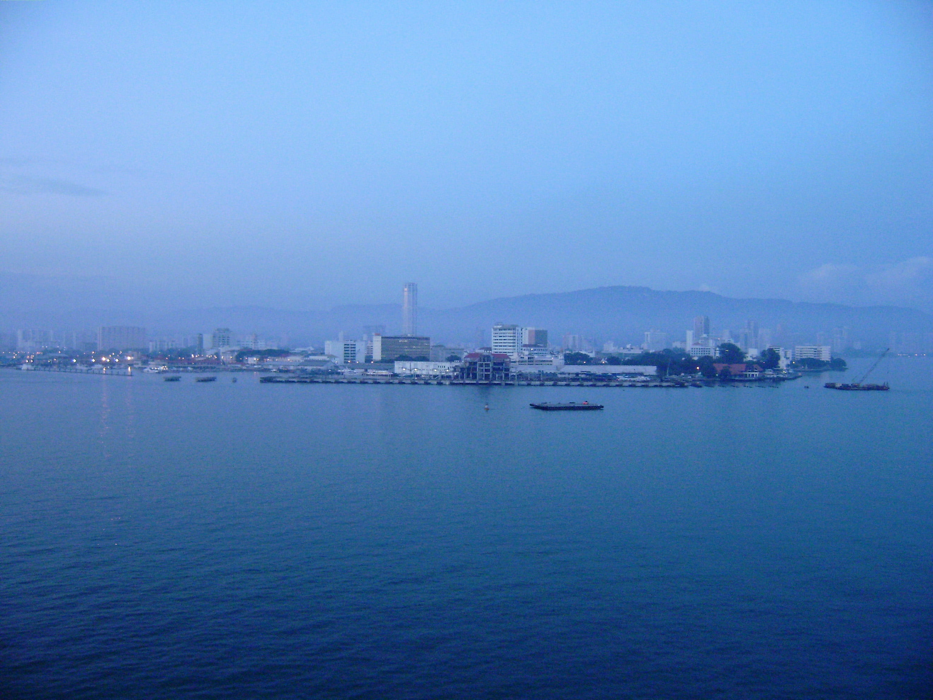 looking, George Town, waterfront, 2K, copy space, harbor, town, shipping, Malaysia, nature, outdoors, architecture, blue, clear sky, day, building exterior, HD Wallpaper