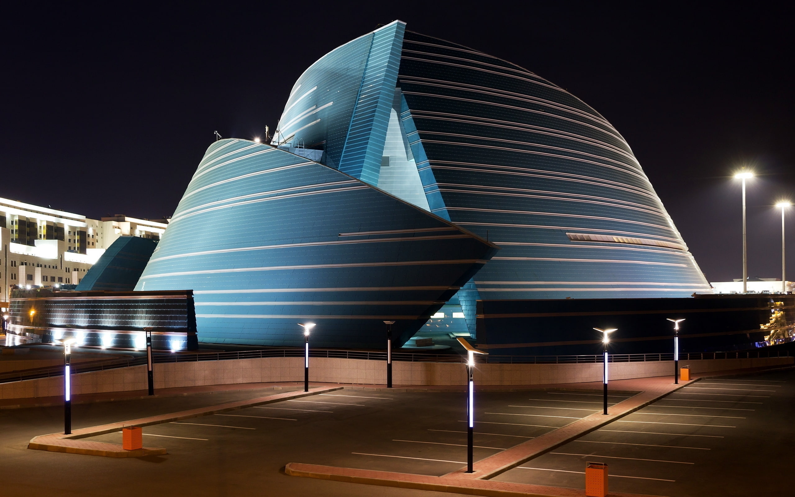 2K, teal, city, architecure, great, building, night, black, painted, HD Wallpaper