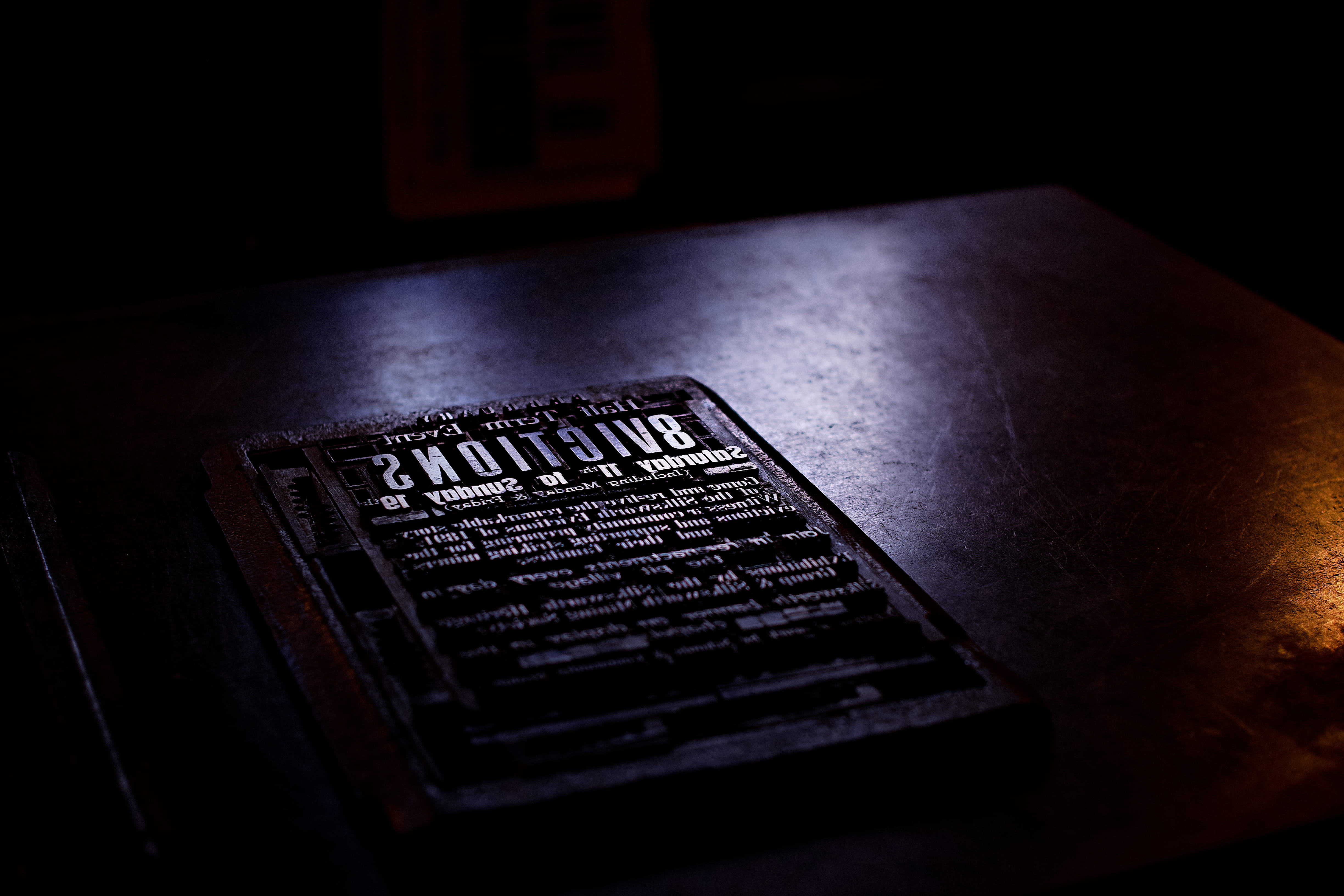 iron, selective focus, communication, type, old, still life, single object, black color, religion, text, united kingdom, dark, close-up, museum, signwriters, HD Wallpaper