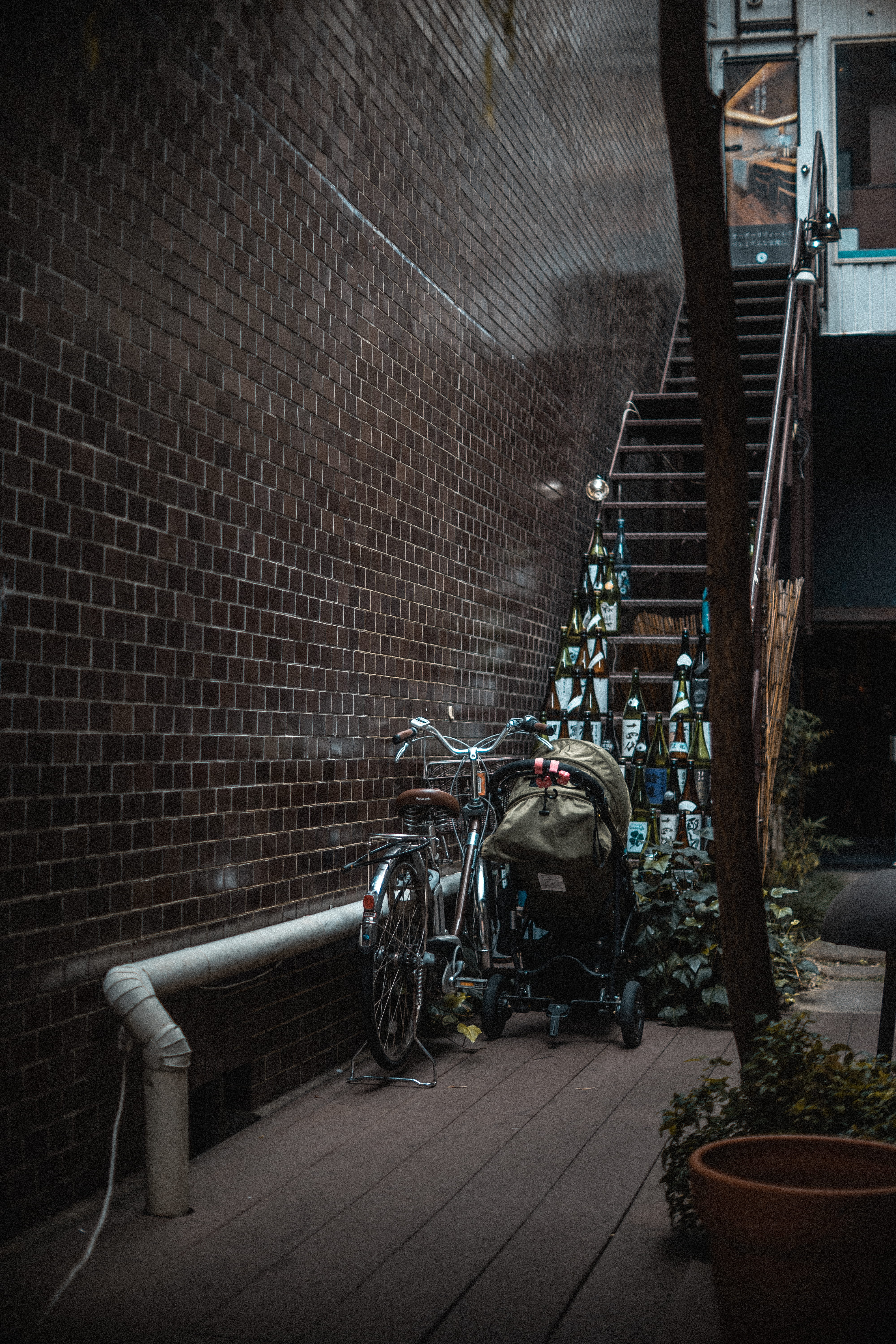 wall - building feature, building exterior, street, wooden, chrome, architecture, nature, colored, brick wall, photo, 5K, city, urban, pipes, outdoors, Phone HD Wallpaper