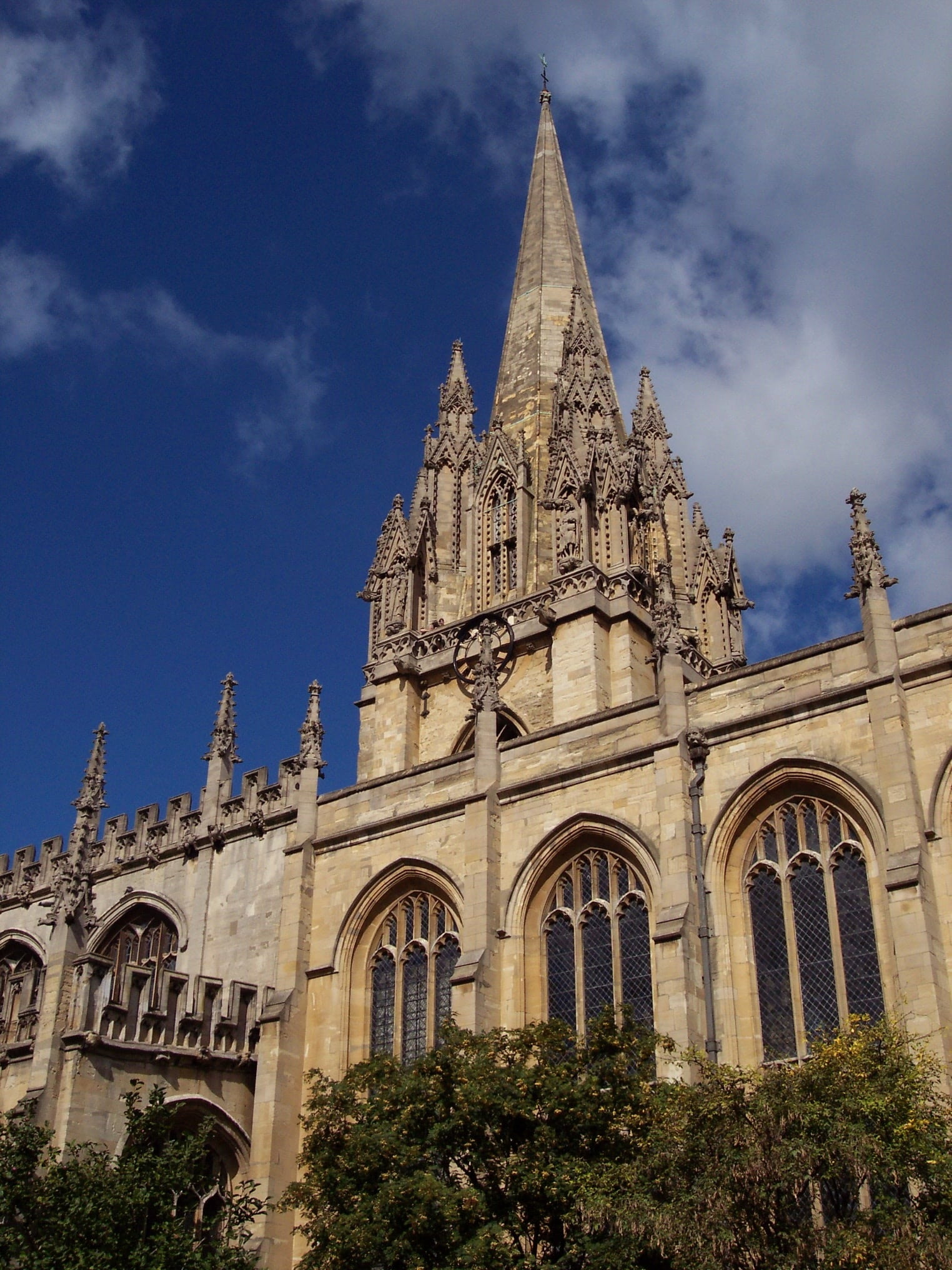 sky, spirituality, belief, church, arch, nature, outdoors, building, 1080P, university, gothic Style, tree, day, plant, built structure, england, cloud - sky, Phone HD Wallpaper