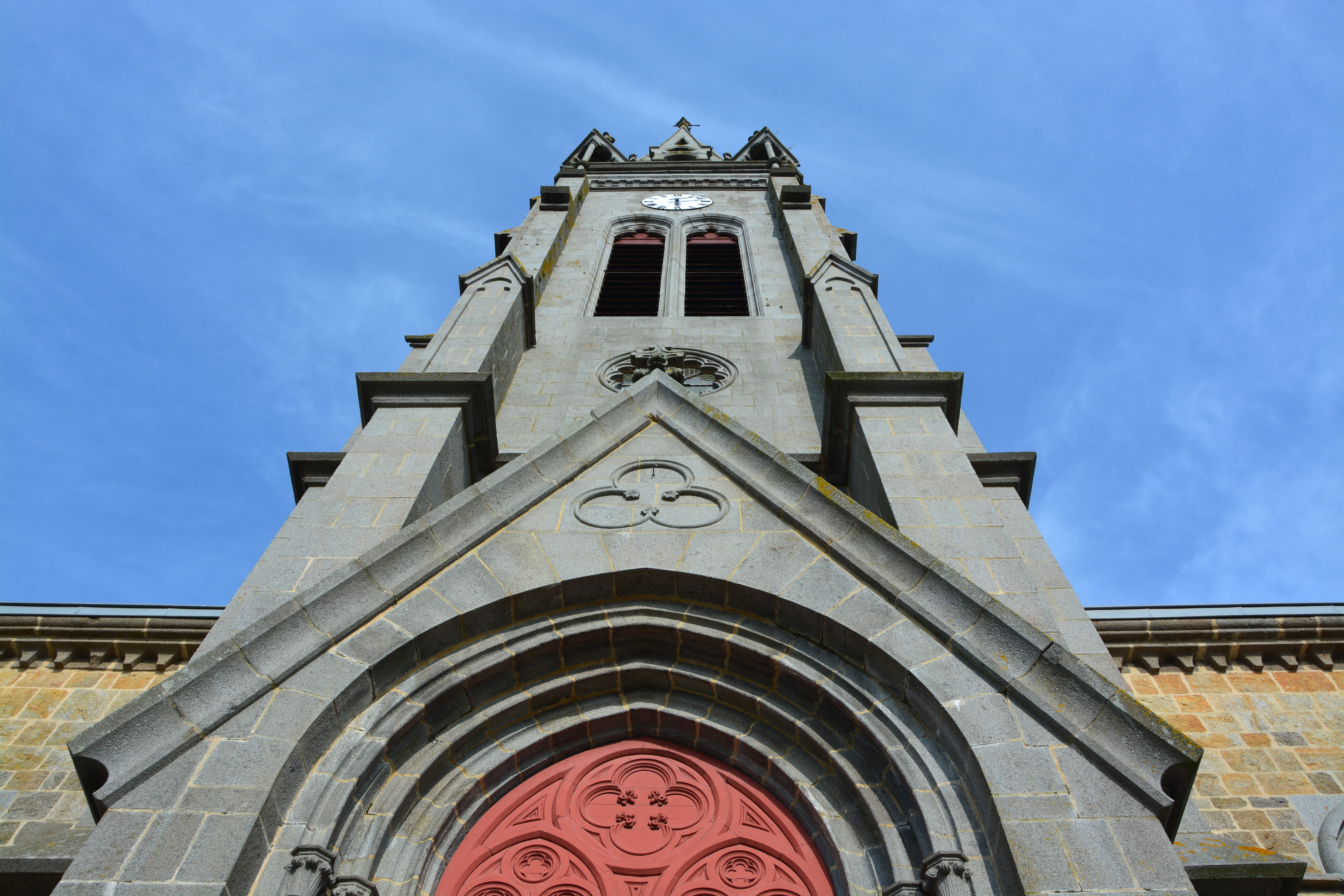the past, clock, church bell tower, no people, the roof of the portal, architecture, sculpture stone, nature, history, photo face, day, outdoors, rose window, HD Wallpaper