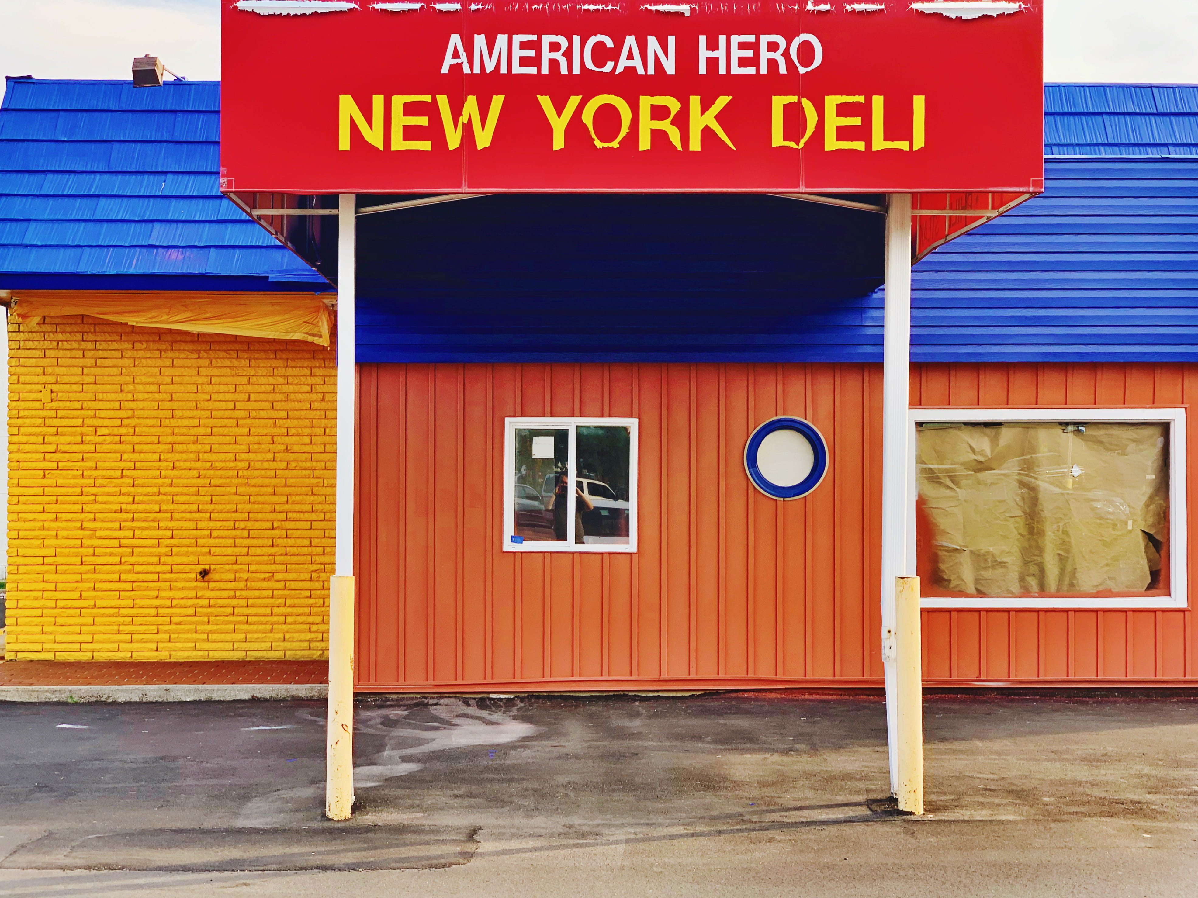 blue, office building, deli, closed, storefront, furniture, sign, architecture, american, 4K, door, communication, new, united states, window, transportation, HD Wallpaper
