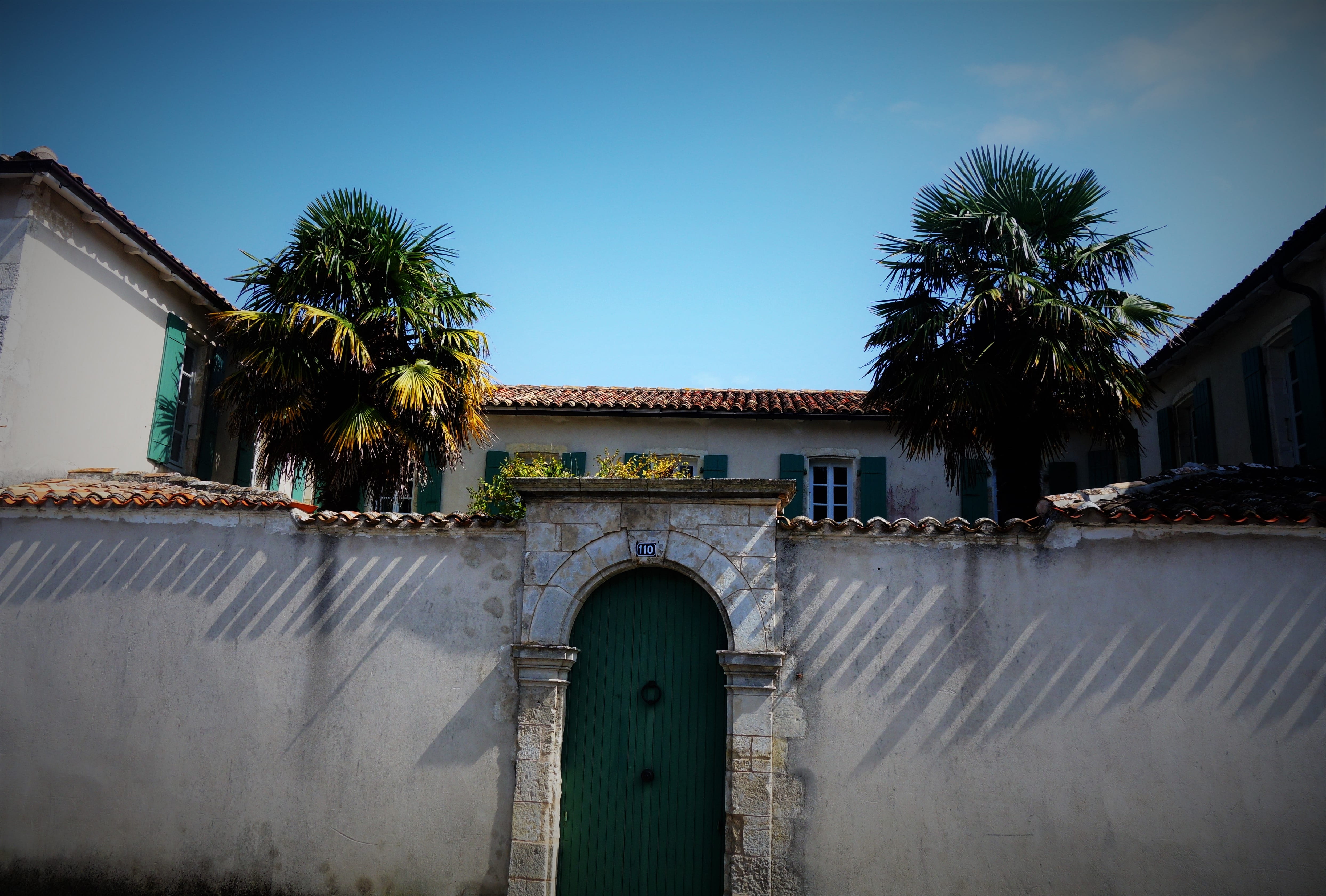 plant, sky, city, water, architecture, blue, pierre, palm tree, no people, door, village, built structure, france, building exterior, nature, outdoors, HD Wallpaper