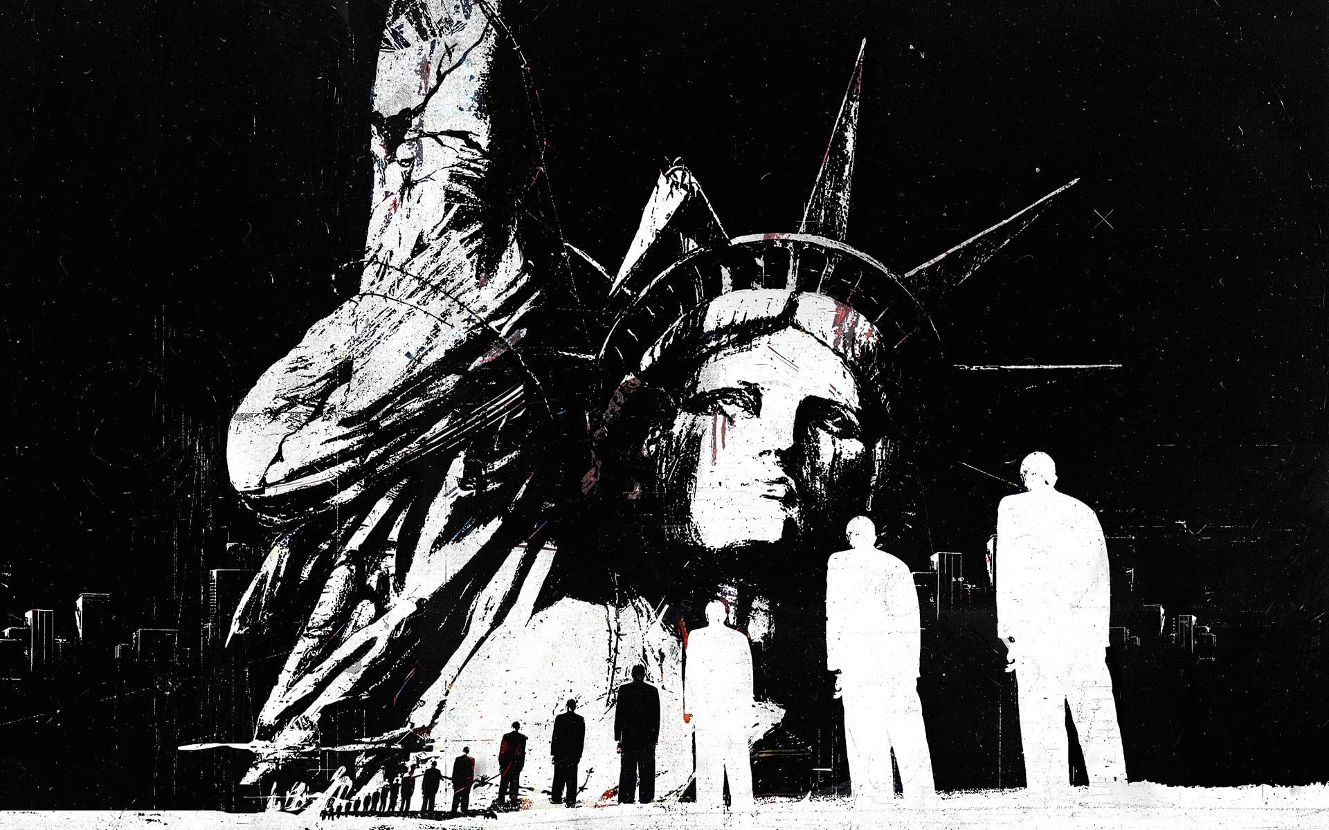 artwork, human representation, art and craft, creativity, liberty, history, statue of liberty, architecture, representation, sculpture, clear sky, abstract, HD Wallpaper