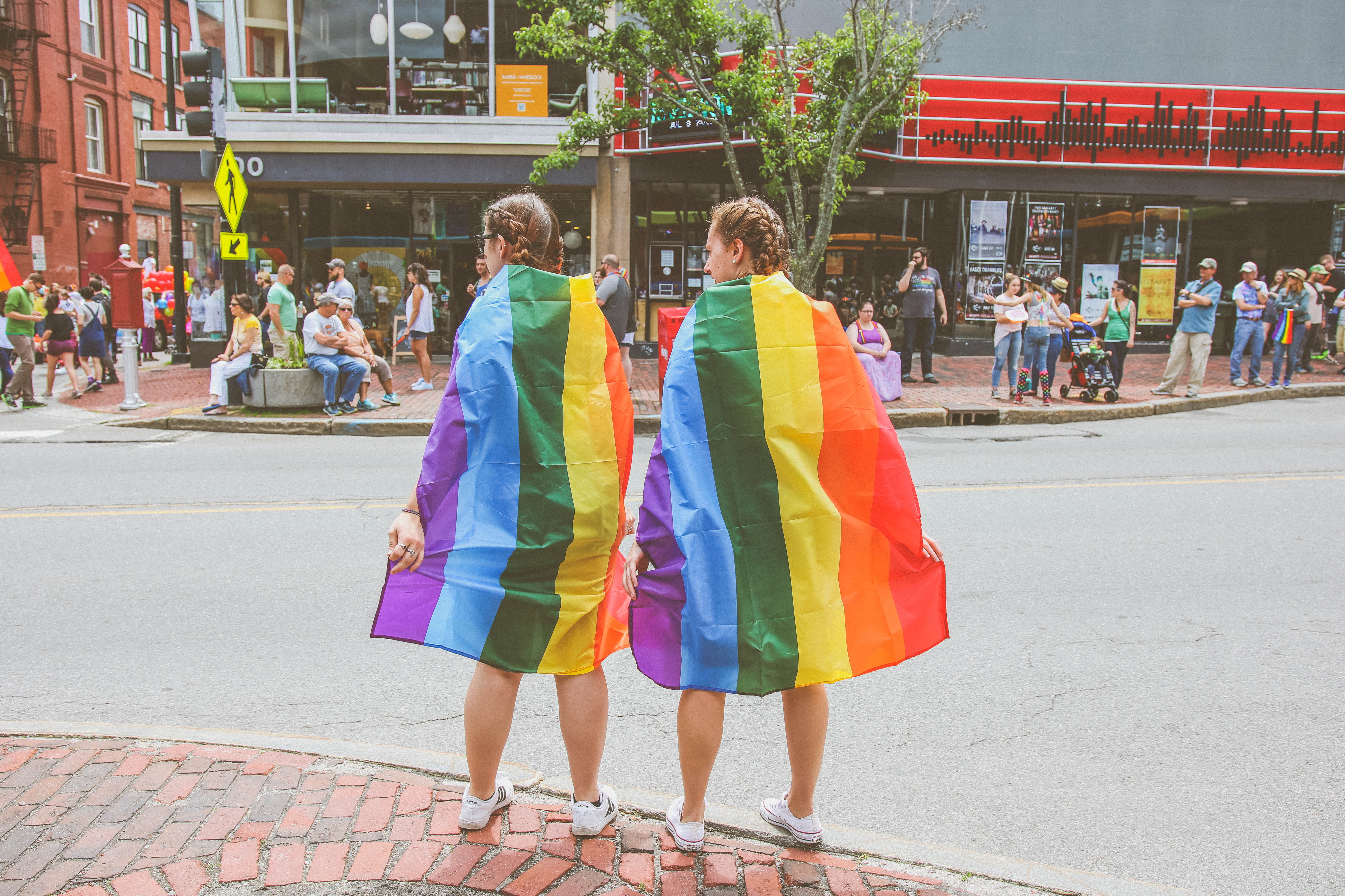 pottery, curb, daytime, vase, men, person, incidental people, united states, plant, city, leisure activity, women, two, standing, protest, crowd, pride portland, HD Wallpaper