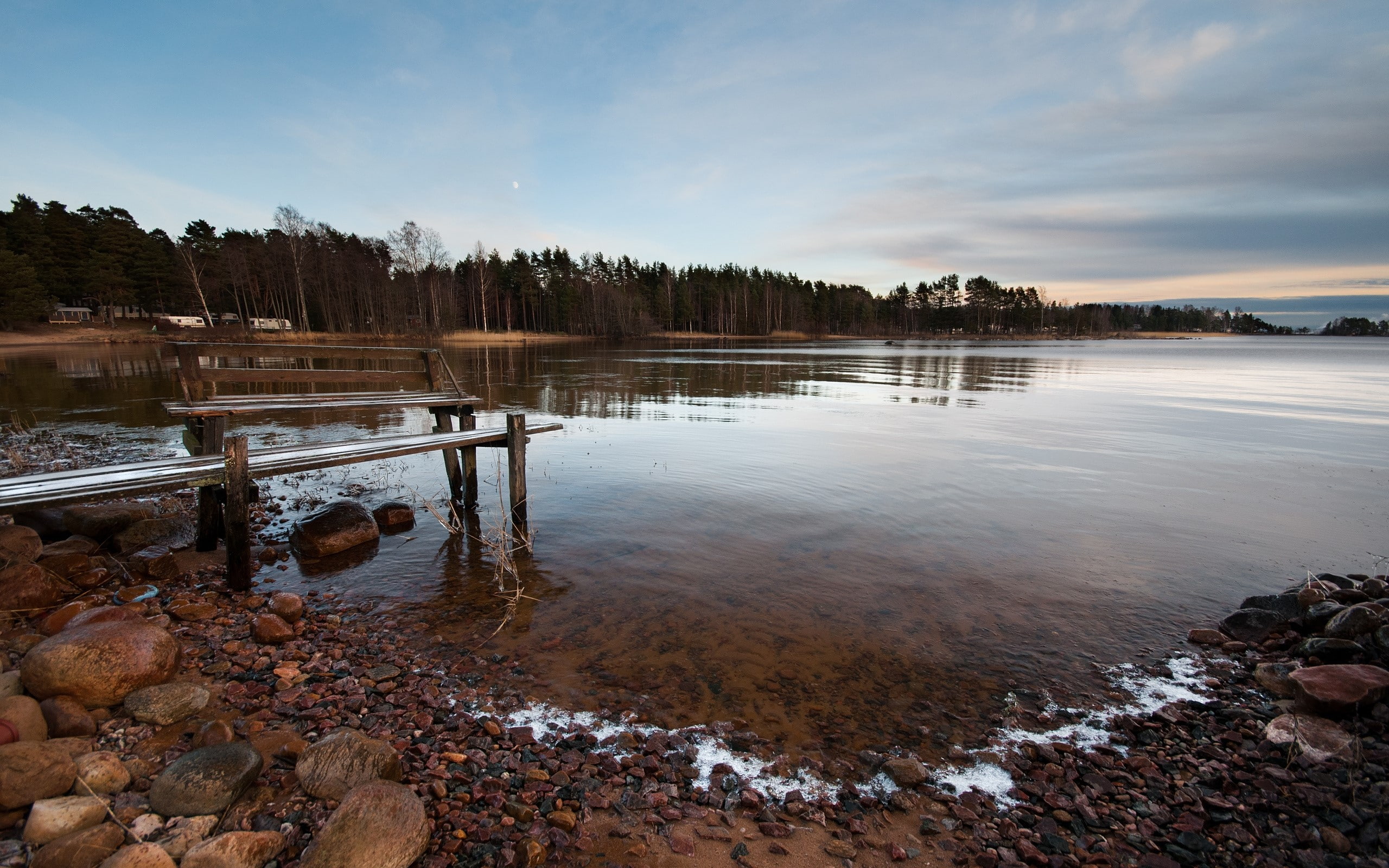 no people, non-urban scene, day, Wet, Ice, rock, Pier, scenics - nature, Coast, Particles, reflection, tranquil scene, flowing water, Pebble, idyllic, sky, HD Wallpaper