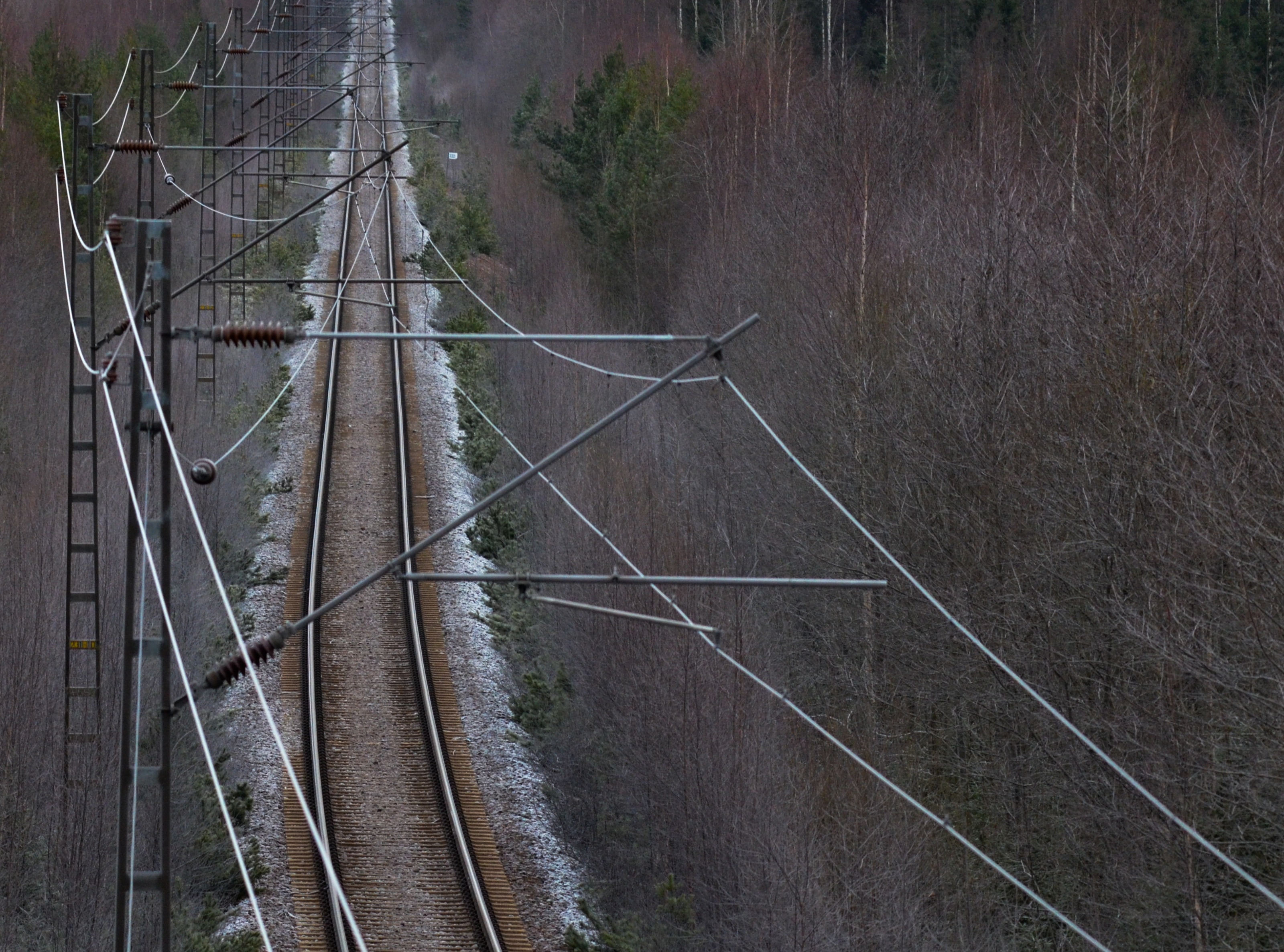 rail transportation, no people, fuel and power generation, Rail, kotka, railroad track, Railroad, Trains, nature, rata, tree, complexity, electricity, 2K, HD Wallpaper