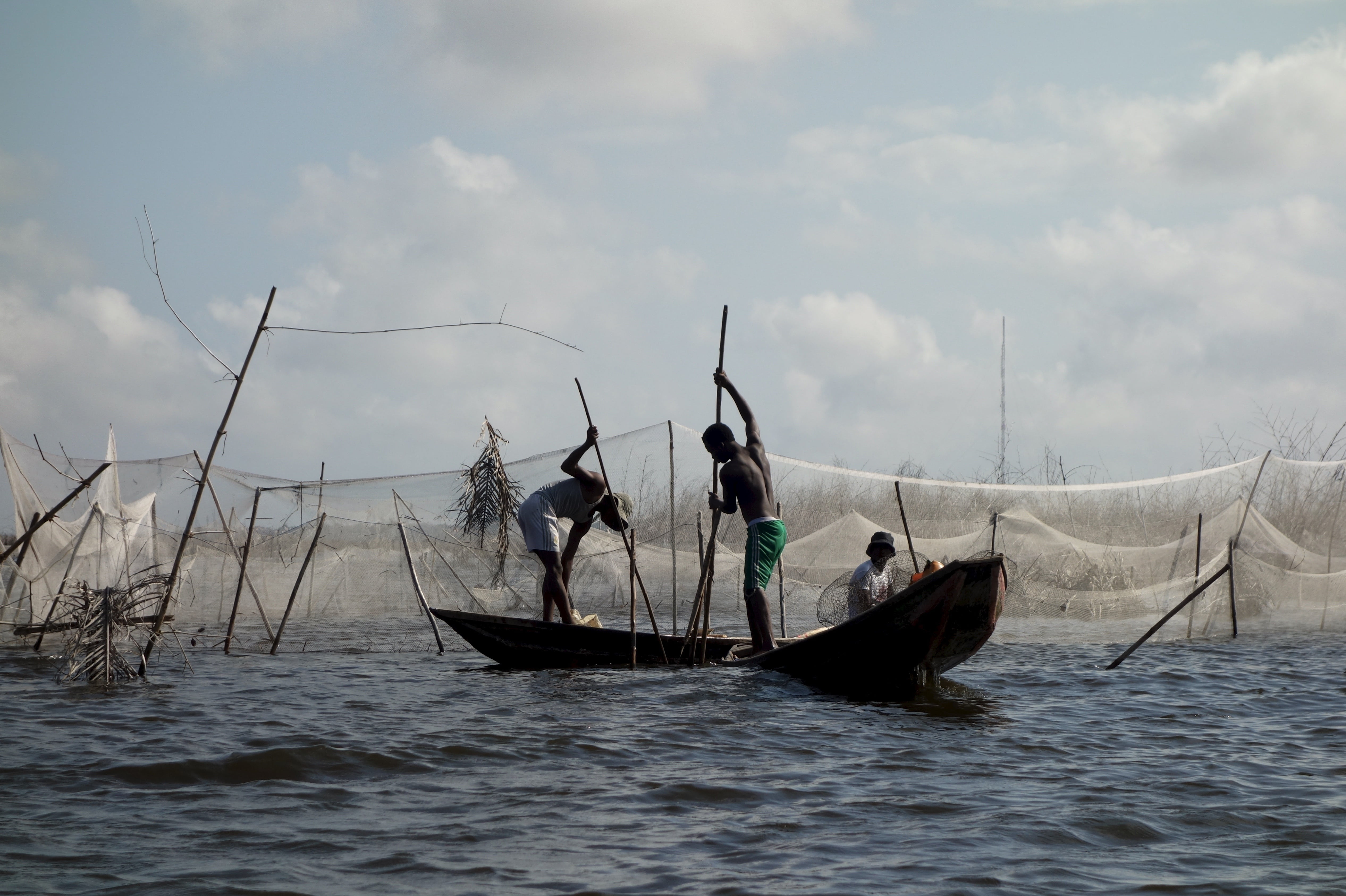 fishing, sky, fishing net, sea, waterfront, africa, boat, person, benin, 4K, no people, scenics - nature, occupation, men, waterpolo, two, fishing industry, HD Wallpaper