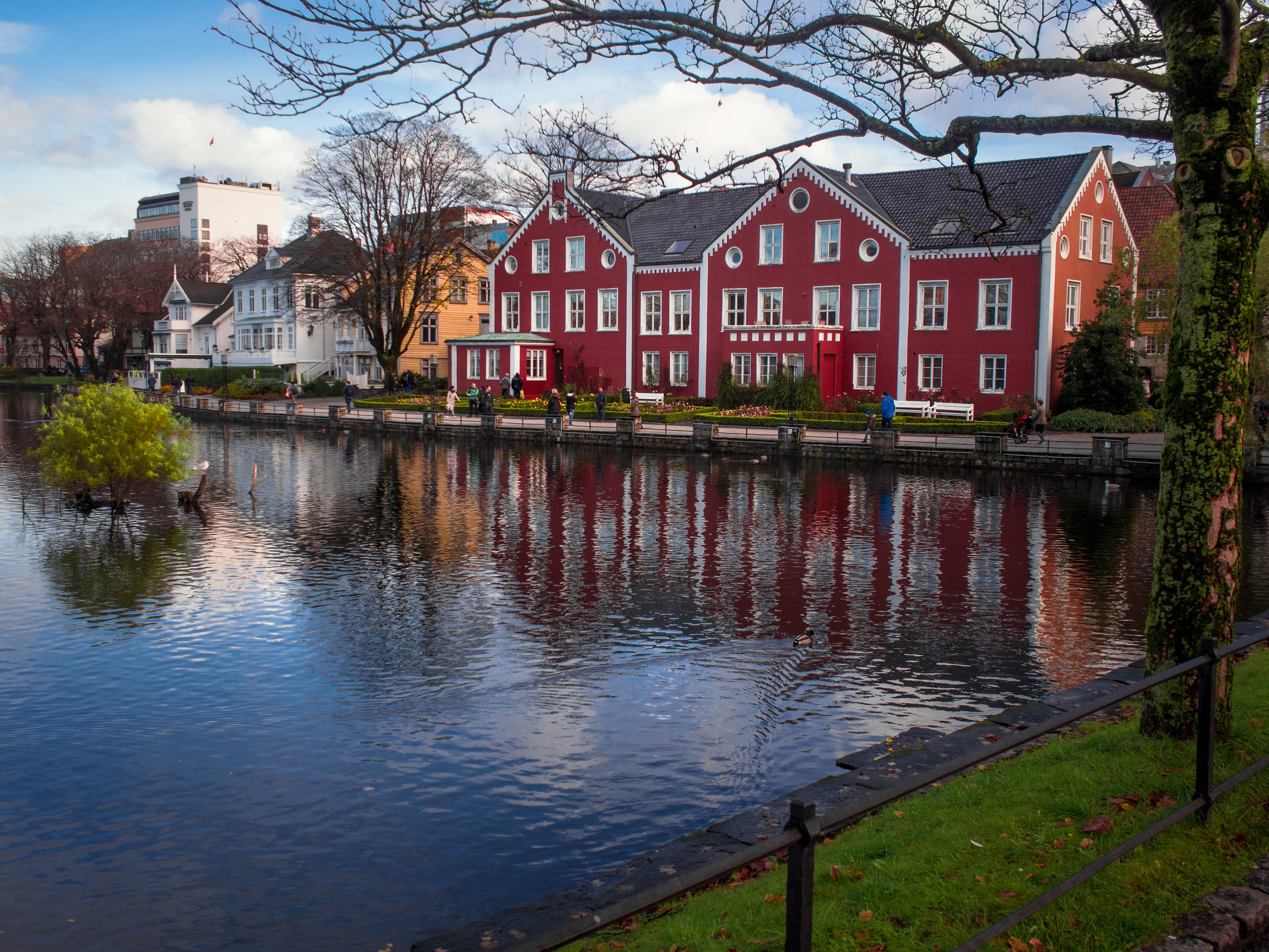 outdoors, residential district, no people, nature, building, building exterior, reflection, canal, plant, stavanger, built structure, water, row house, HD Wallpaper