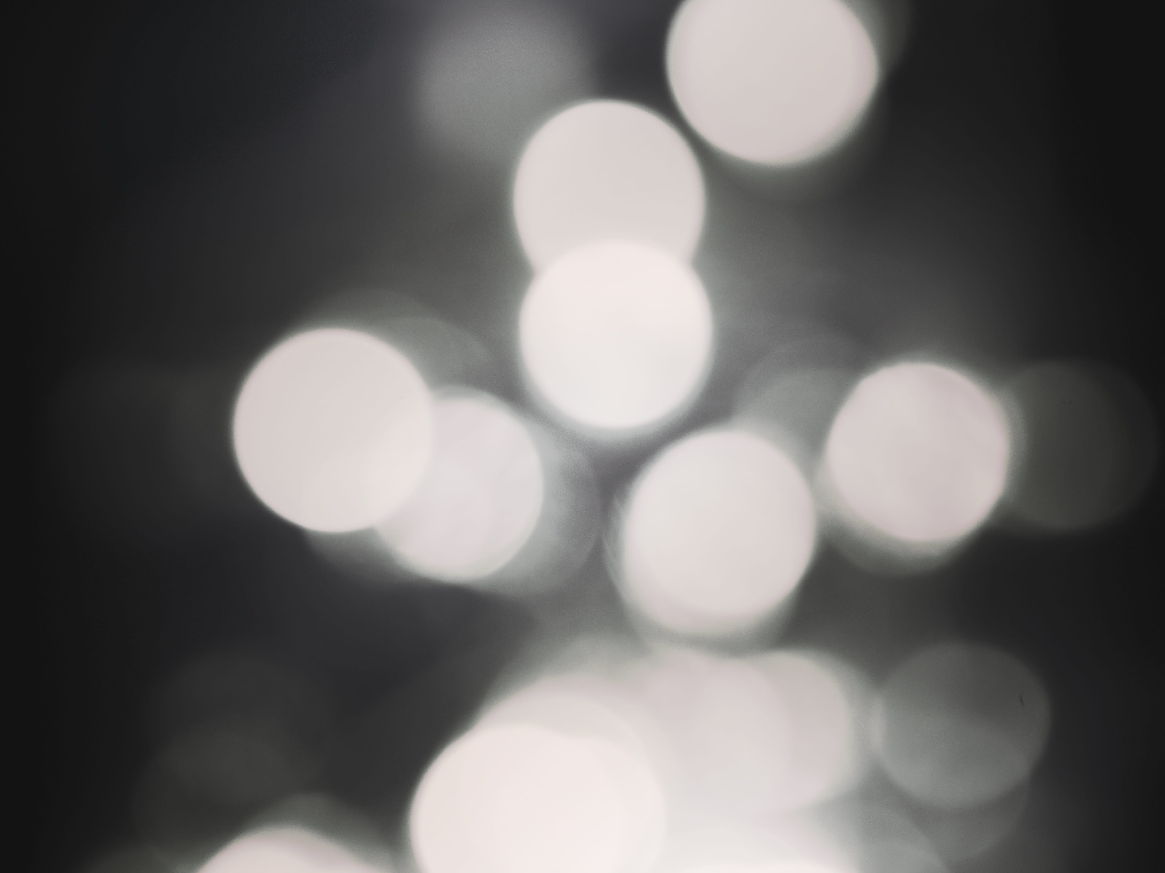 circle, lights, pattern, effect, bokeh, night, abstract, illuminated, lighting, light - natural phenomenon, lighting equipment, defocused, black and white, HD Wallpaper