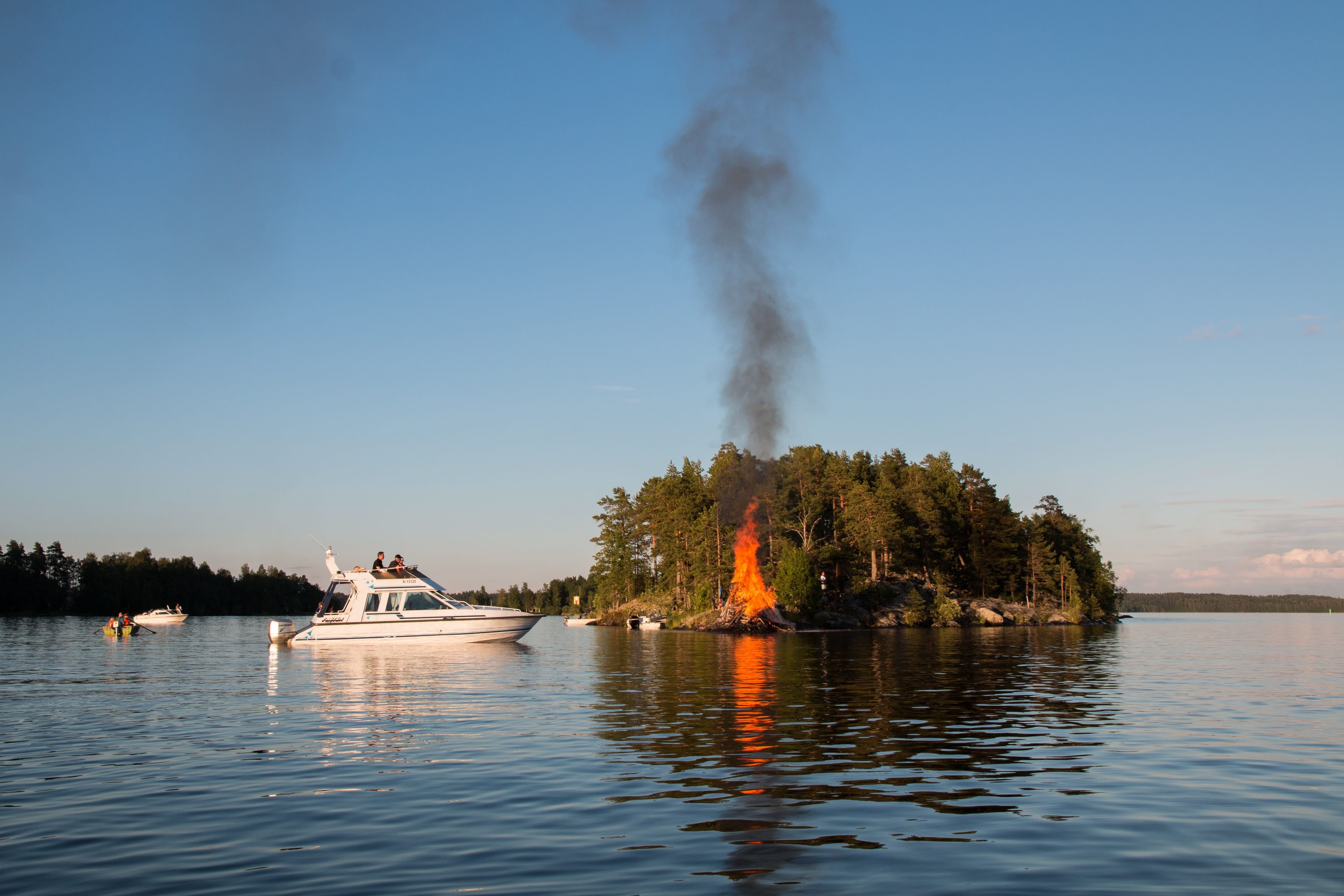 smoke, waterfront, outdoors, transportation, spraying, people, bonfire, reflection, scenics - nature, clear sky, beauty in nature, fire - Natural Phenomenon, HD Wallpaper