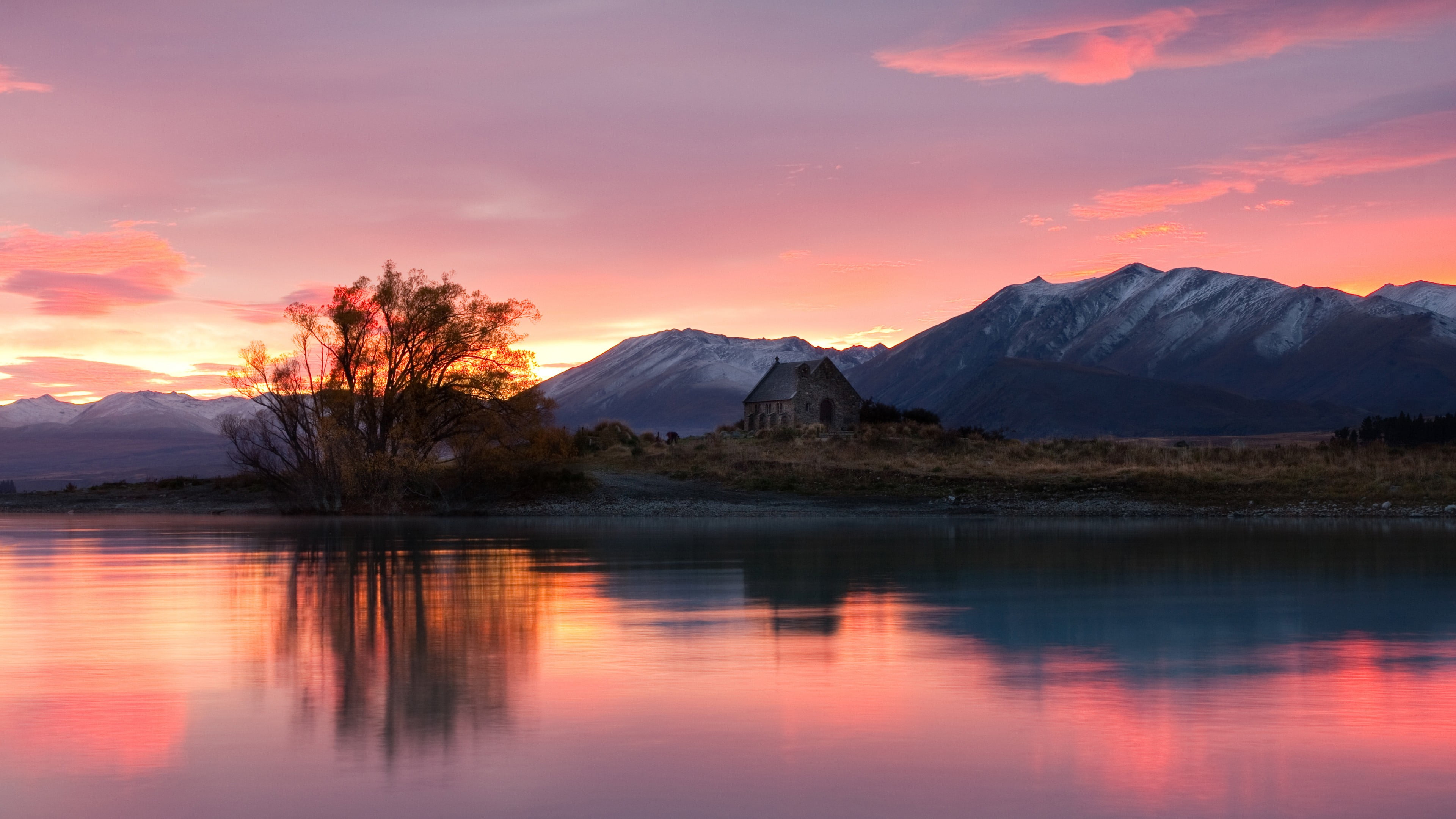 travel destinations, scenics - nature, sunrise, mountain, outdoors, beauty in nature, snowy mountain, lake, reflection, nature, sun, mountain range, water, HD Wallpaper