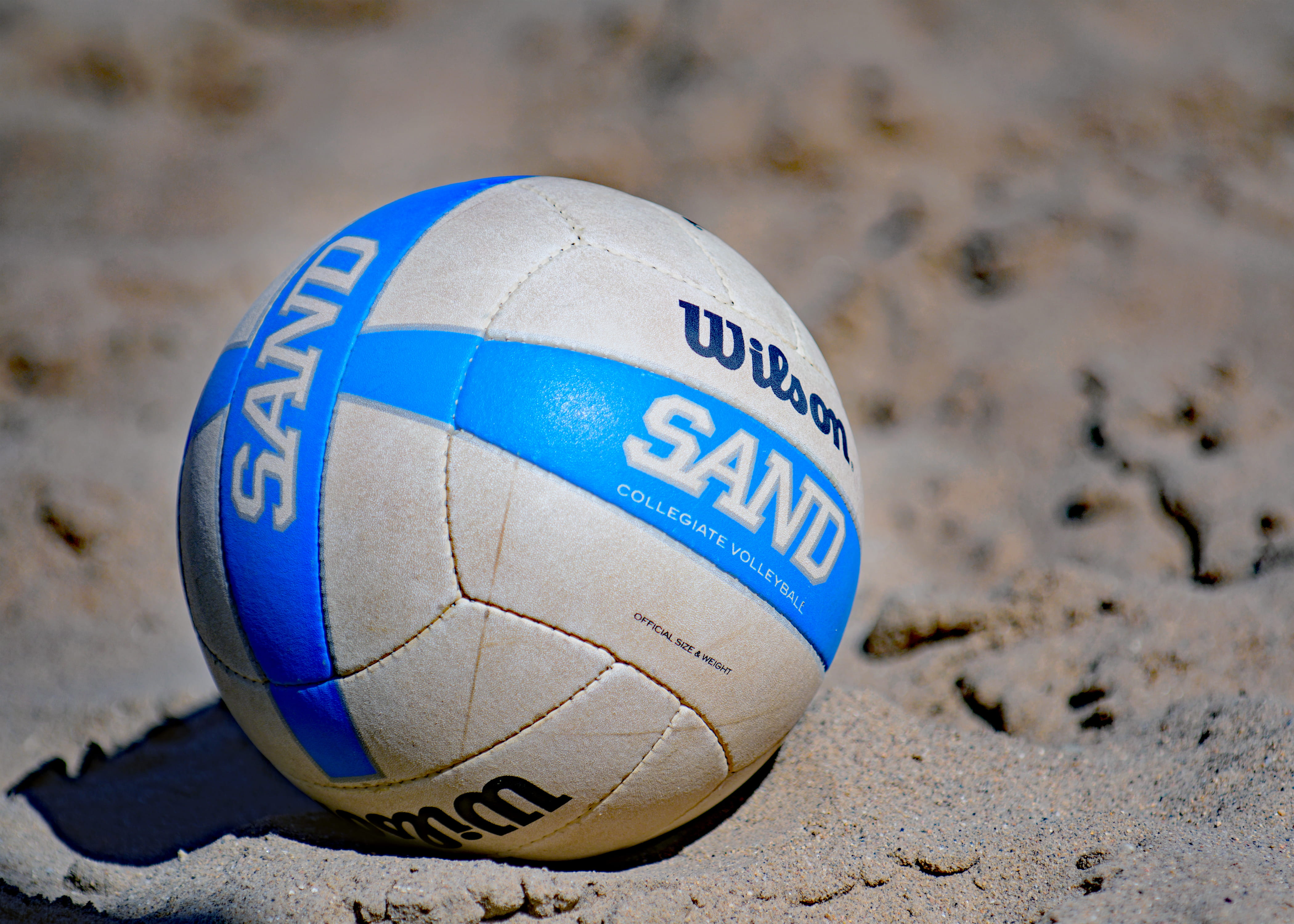 sand, close-up, sports equipment, united states, ncaa sports, volleyball, ball, team sport, western script, nature, csub, blue, focus on foreground, text, HD Wallpaper