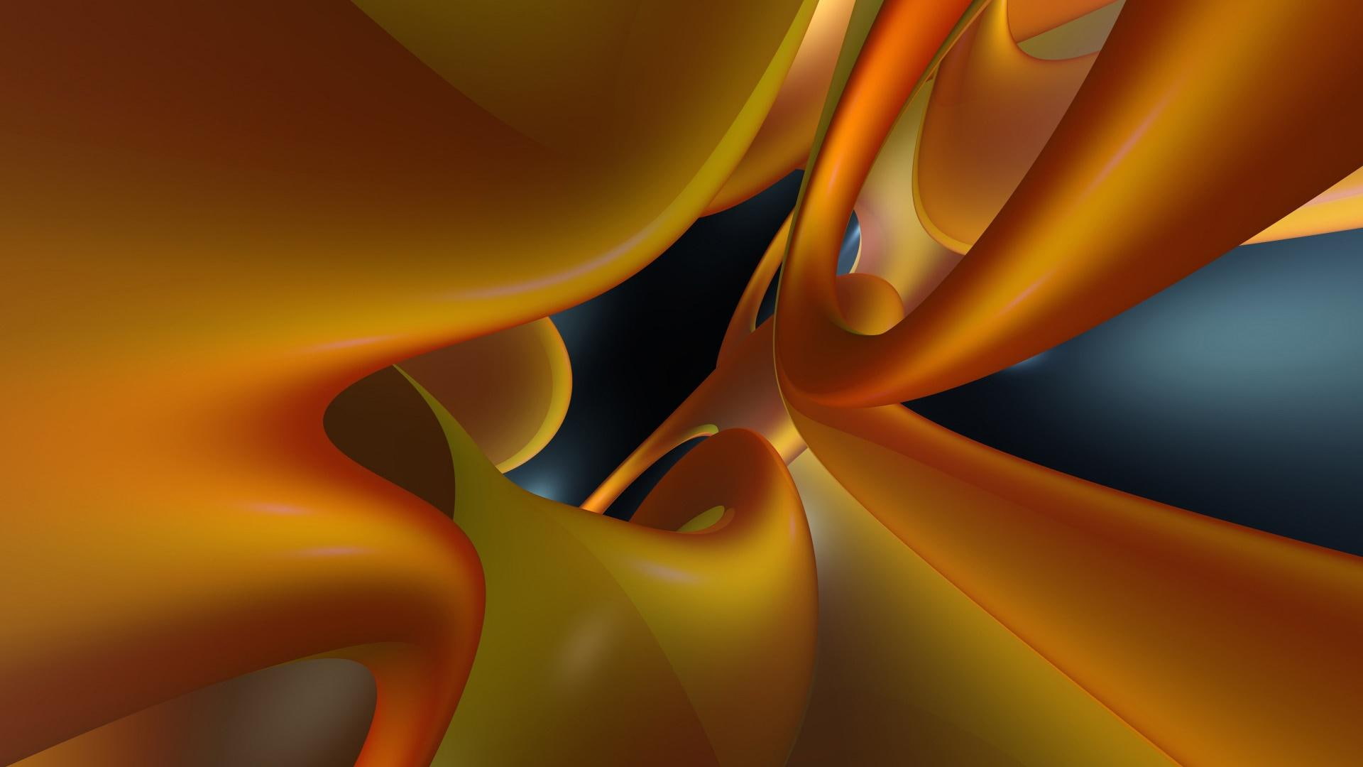 jpg, 3d and abstract, abstract, art, 1080P, design, liquid, orange, HD Wallpaper