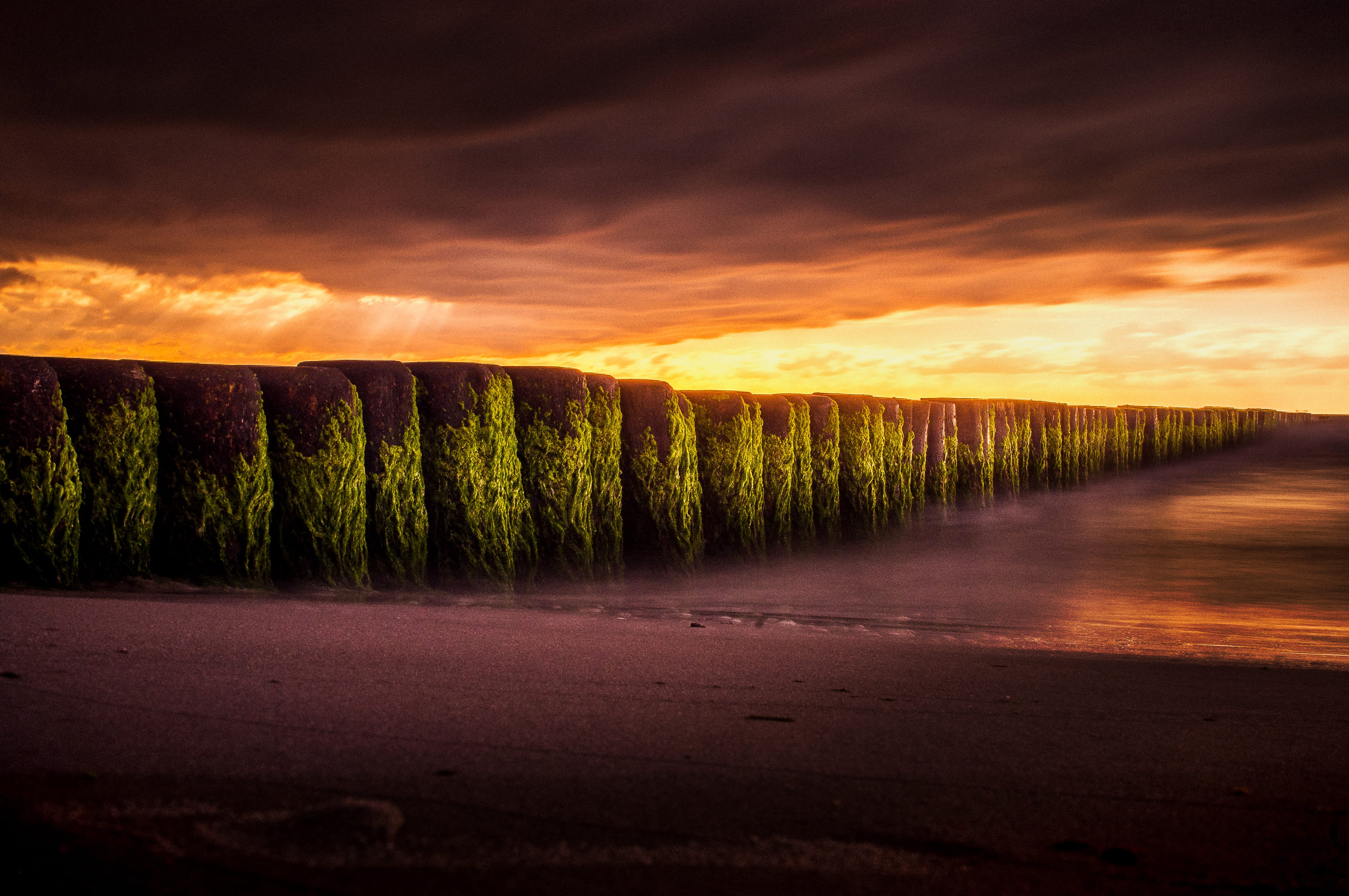 beach, scenics - nature, rural scene, scenery, dark, germany, view, water, sunlight, stand, road, plant, transportation, tranquility, ocean, deutschland, HD Wallpaper
