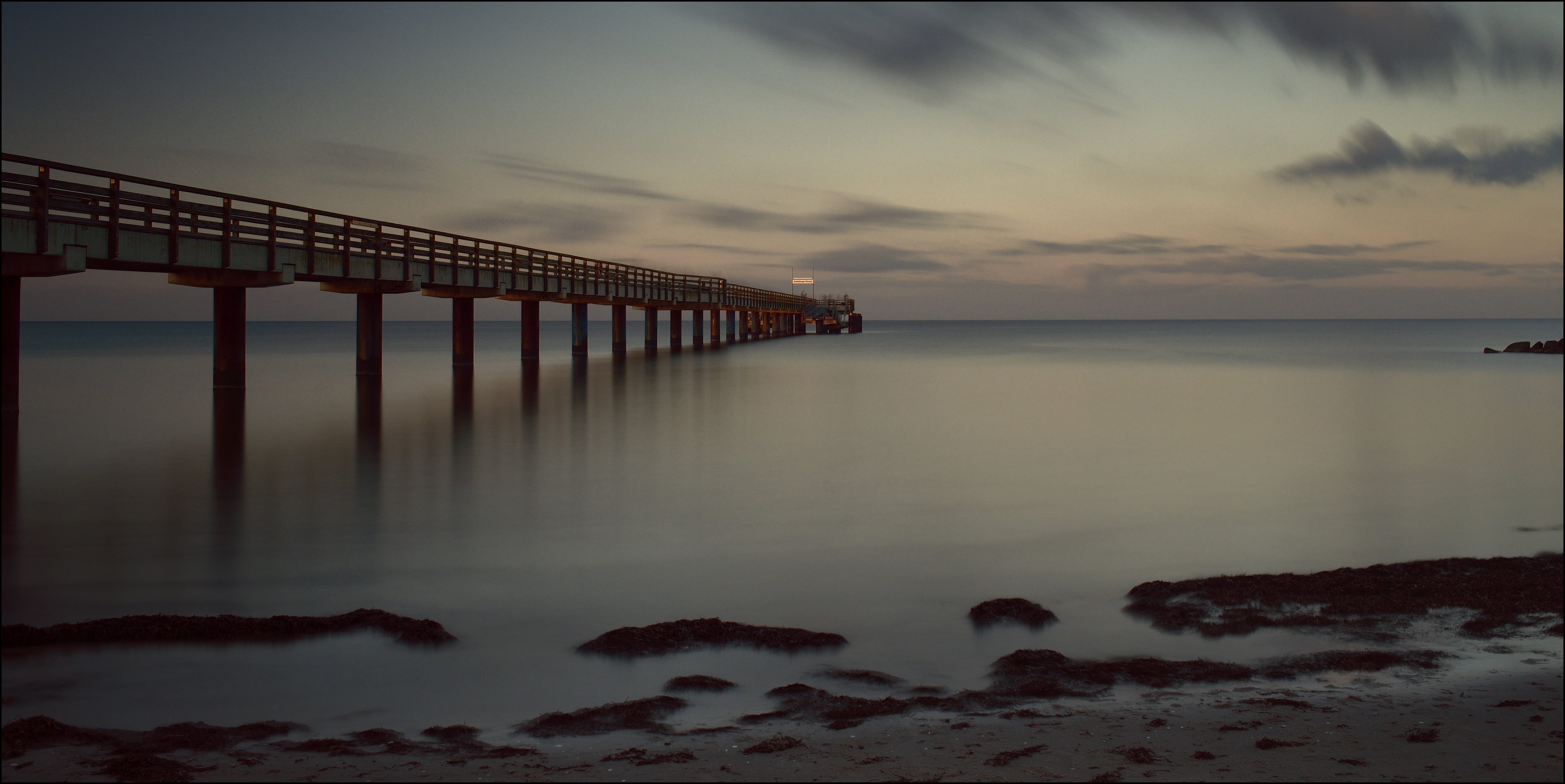 sunset, baltic sea, nature, bridge, gray, Ostsee, water, body of water, photography, sky, sea, 5K, beach, body, coastline, HD Wallpaper