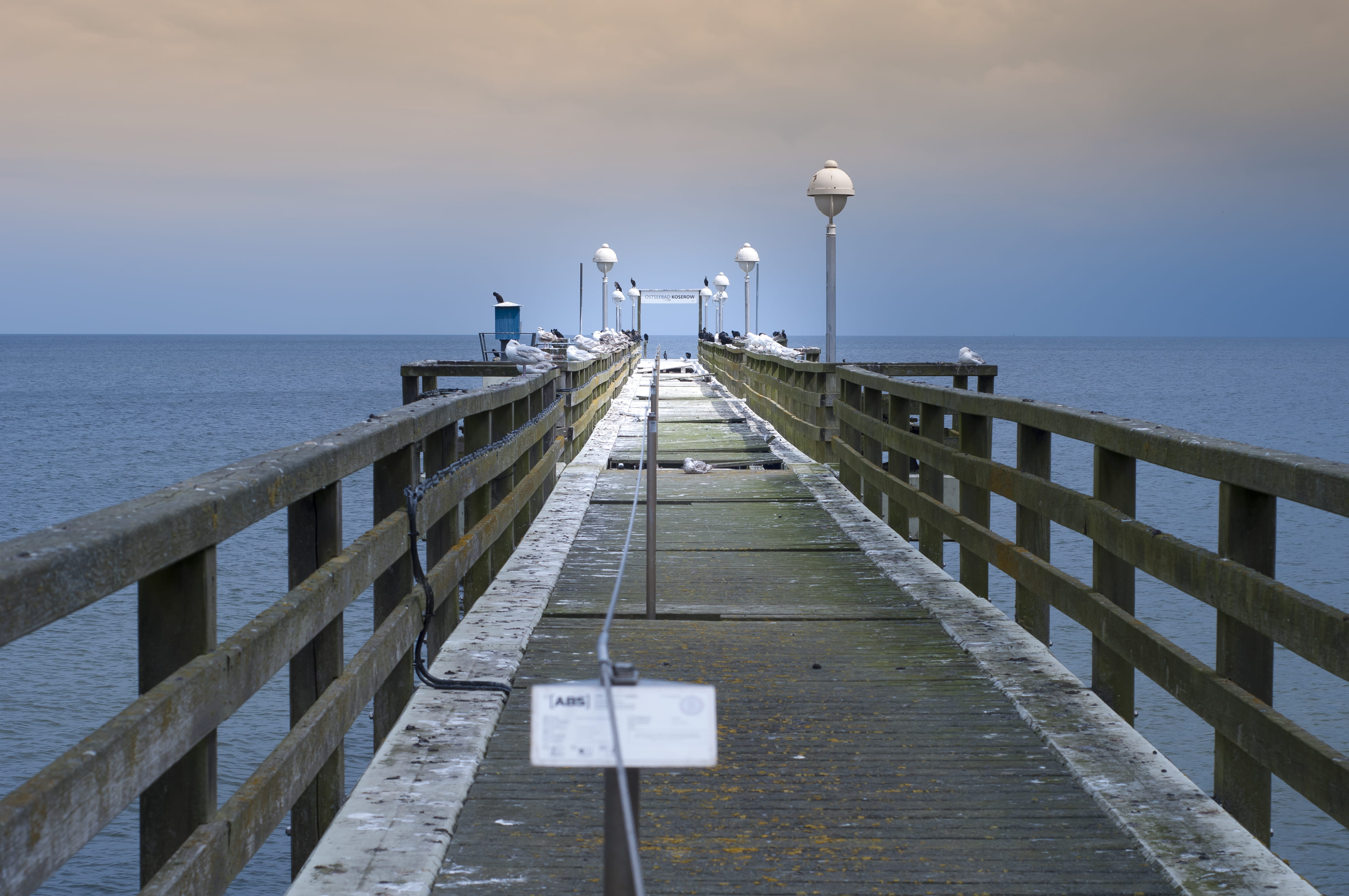railing, architecture, footpath, beauty in nature, scenics - nature, pier, street, diminishing perspective, ostsee, tranquil scene, no people, sky, built structure, HD Wallpaper