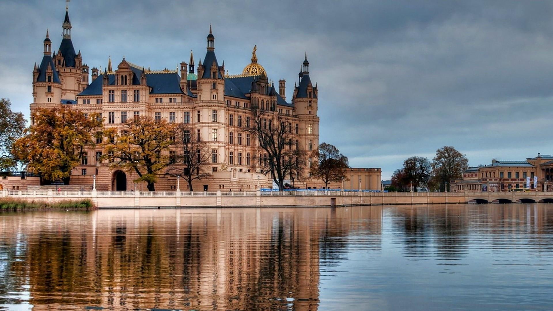 castle, germany, schwerin, mecklenburg, lake, vorpommern, city, 1080P, schwerin castle, HD Wallpaper